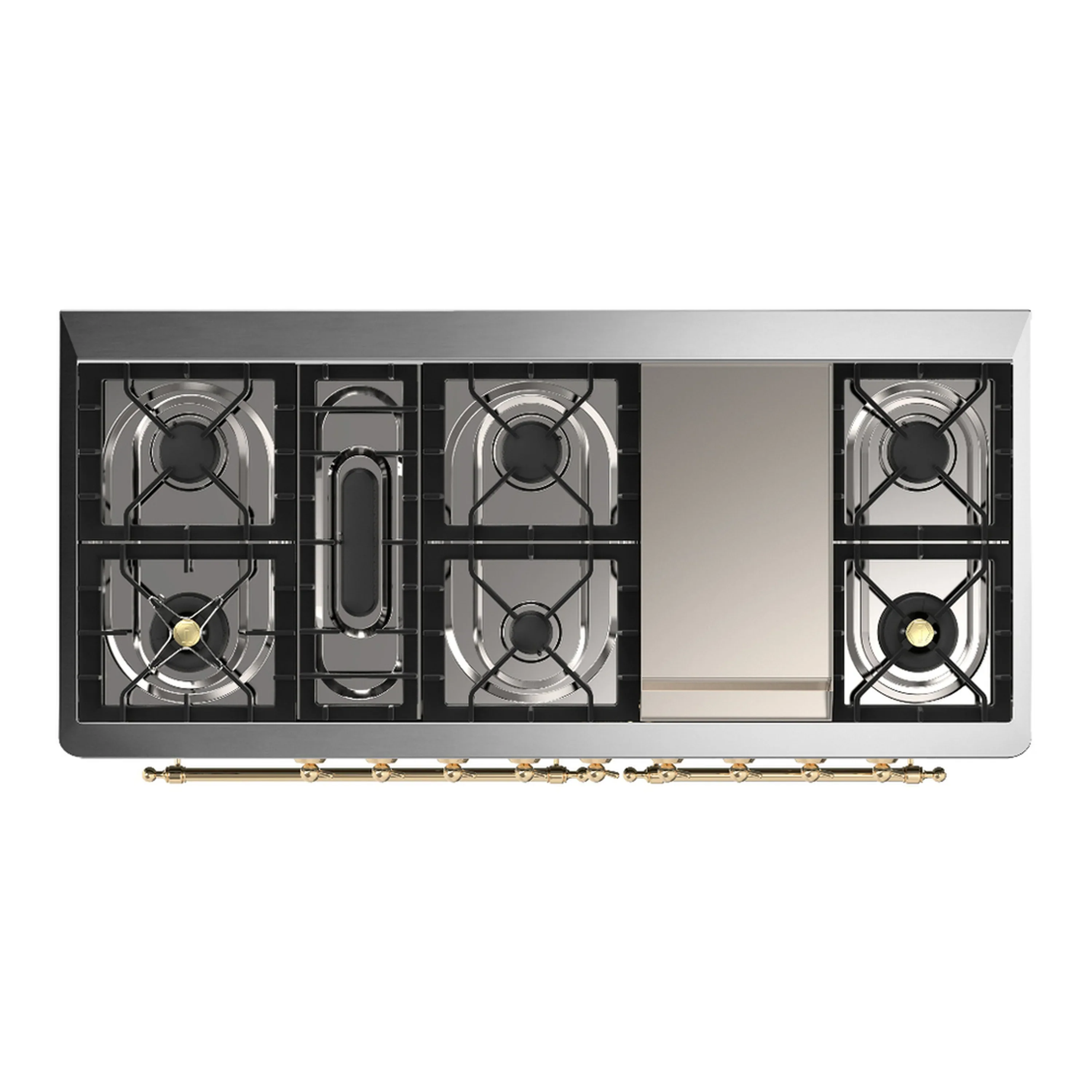 ILVE Majestic III 60-inch Dual Fuel Range with 7 Natural Gas Burner, Griddle and Triple Glass Door Electric Oven in Graphite Matte with Brass Trim (UM60FNR3MGG) - Image 2