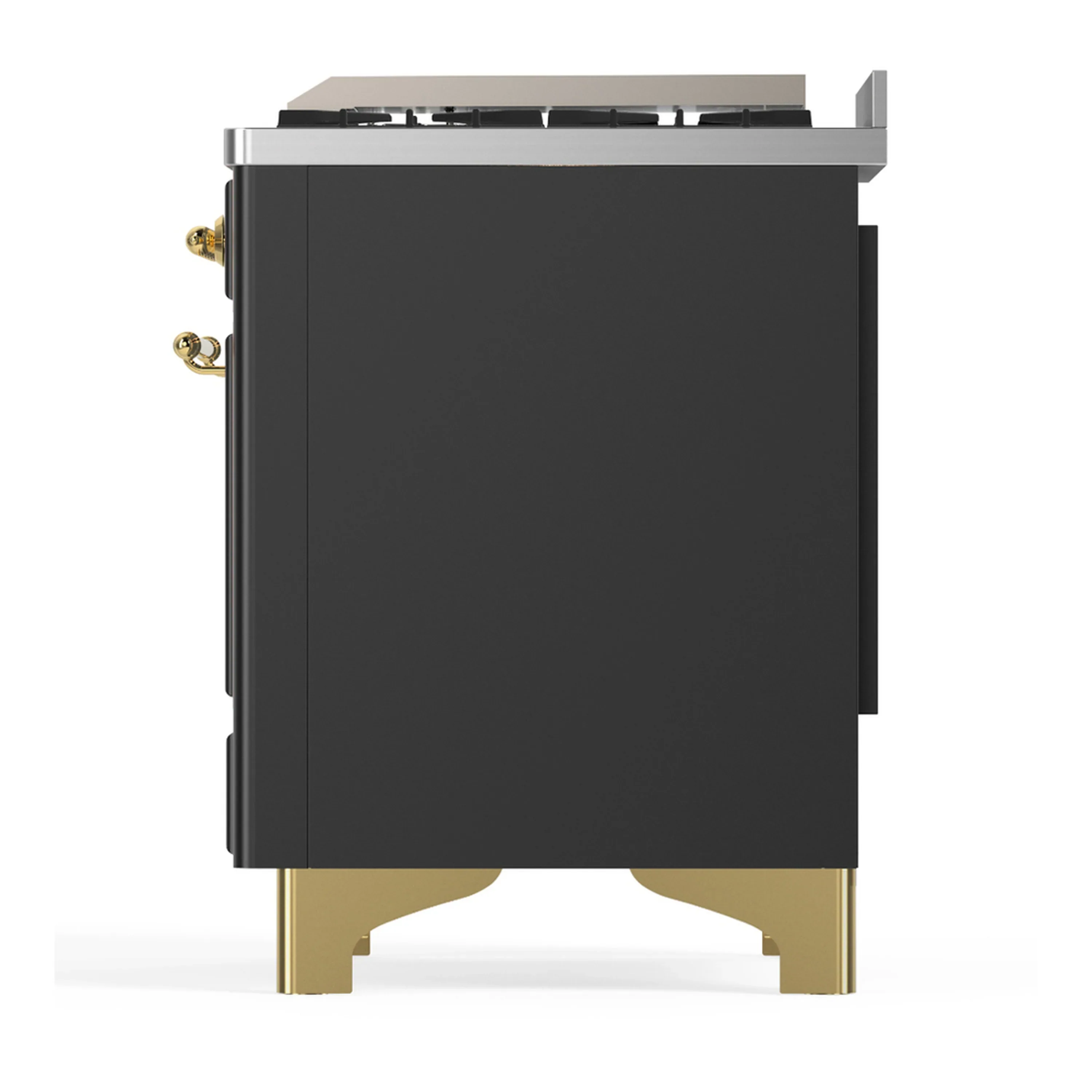 ILVE Majestic III 60-inch Dual Fuel Range with 5 Liquid Propane Burner, Griddle and Triple Glass Door Electric Oven in Graphite Matte with Brass Trim (UM60FNR3MGGLP) - Image 9