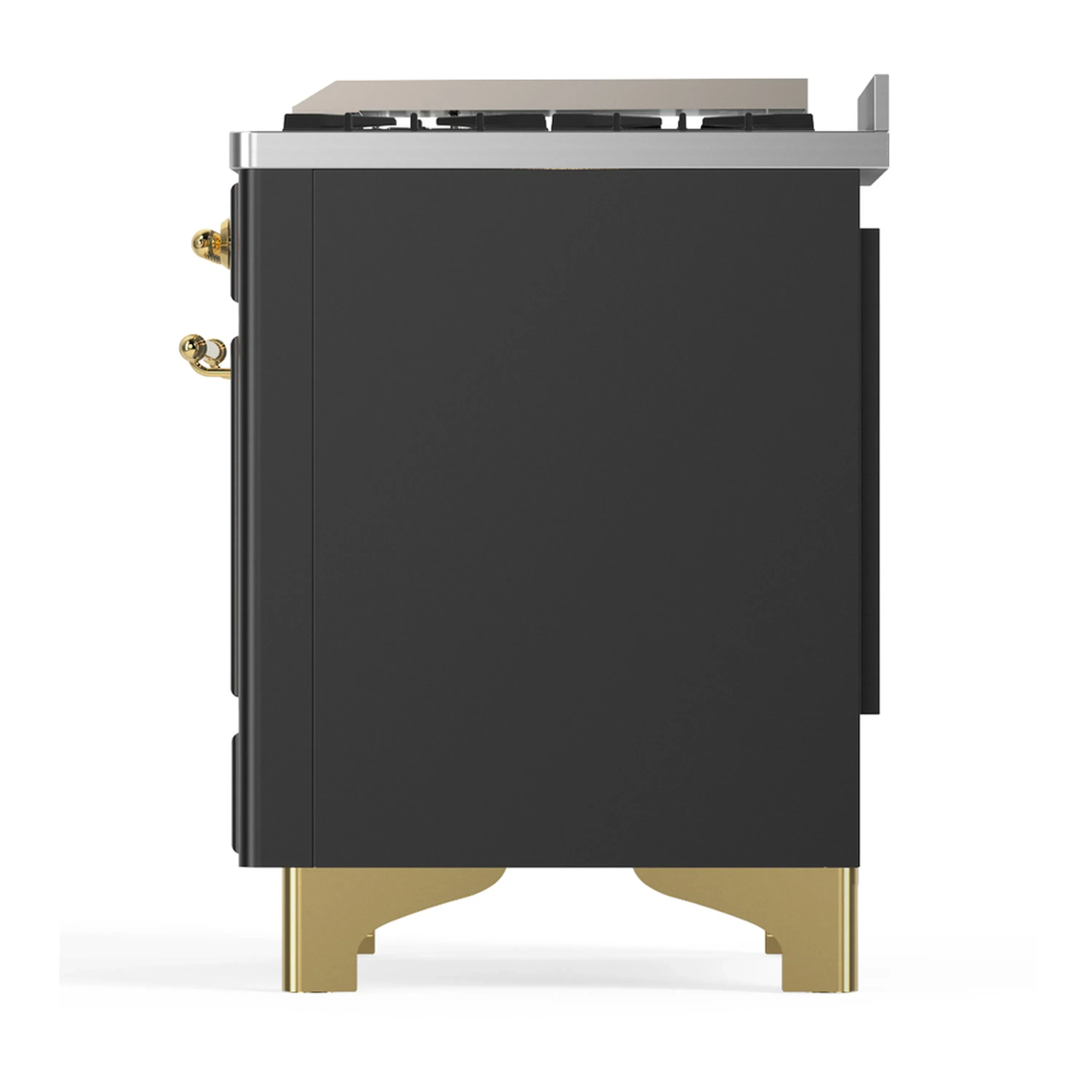 ILVE Majestic III 60-inch Dual Fuel Range with 7 Natural Gas Burner, Griddle and Solid Door Electric Oven in Graphite Matte with Brass Trim (UM60FQNR3MGG) - Image 8