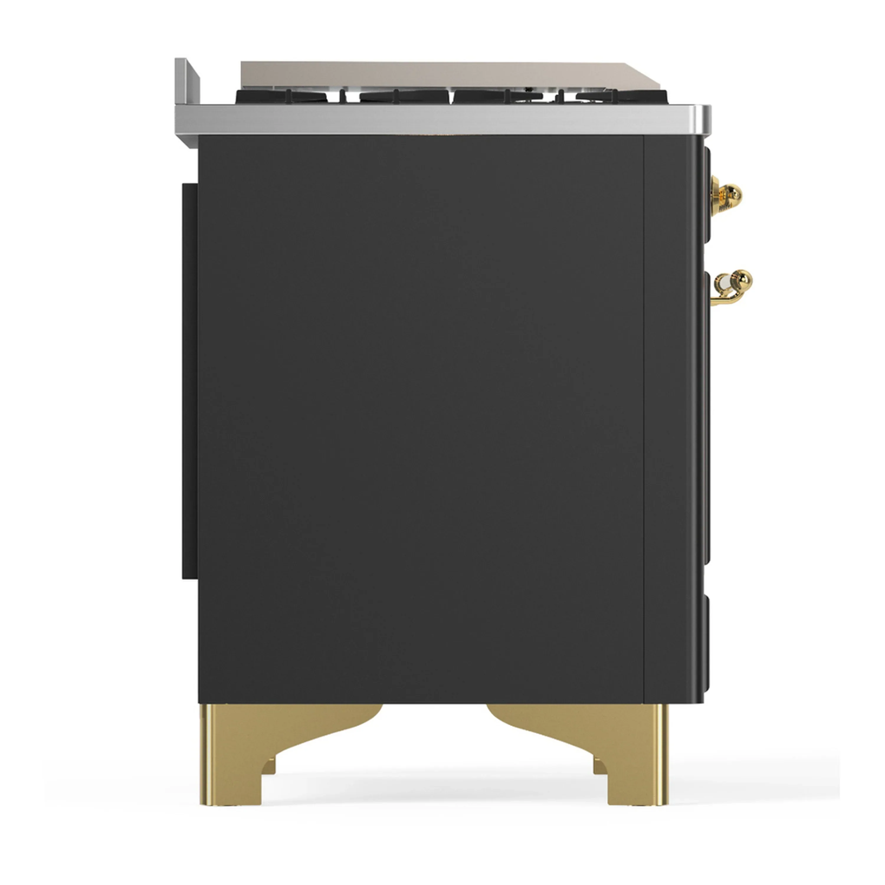 ILVE Majestic III 60-inch Dual Fuel Range with 7 Natural Gas Burner, Griddle and Solid Door Electric Oven in Graphite Matte with Brass Trim (UM60FQNR3MGG) - Image 9