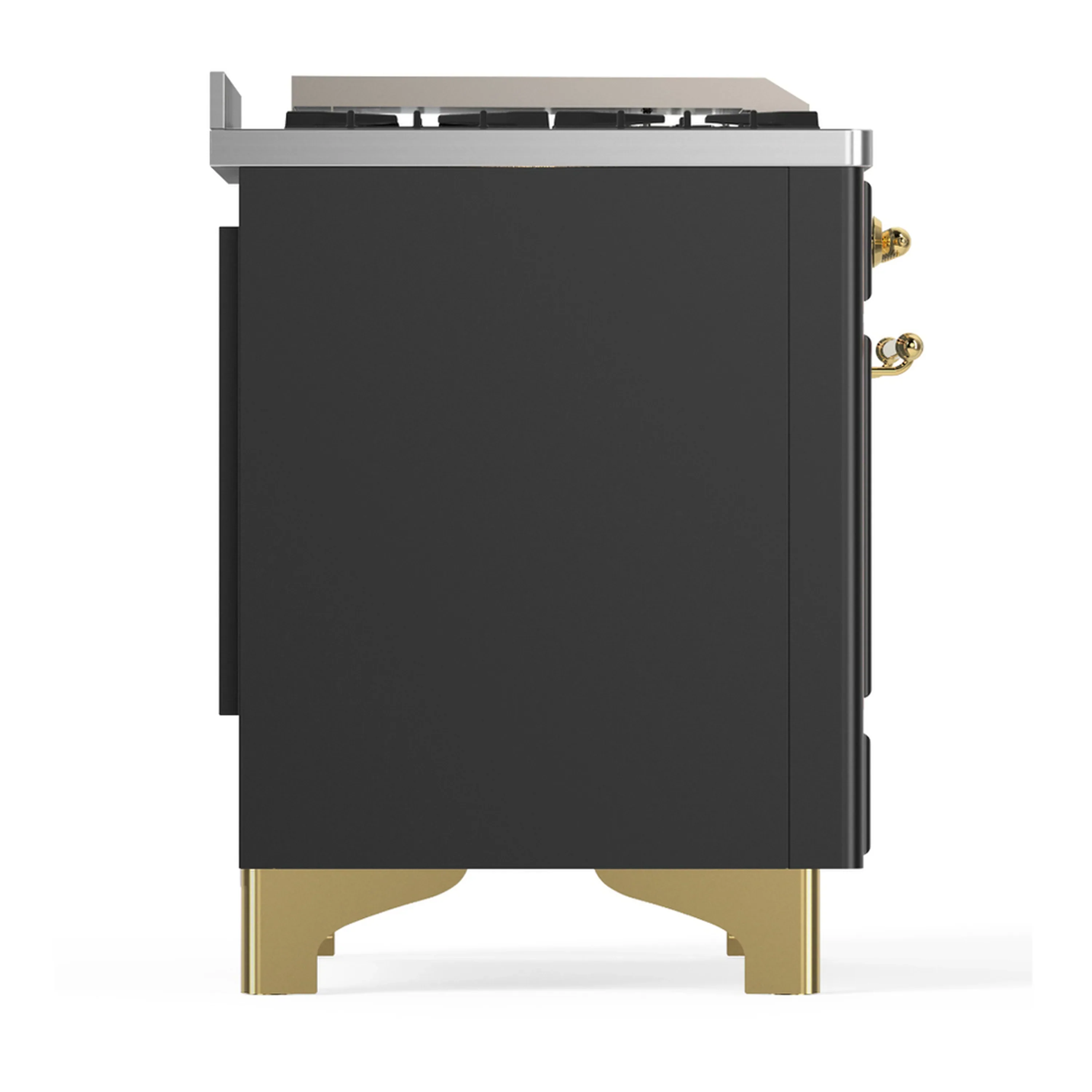 ILVE Majestic III 60-inch Dual Fuel Range with 5 Liquid Propane Burner, Griddle, French Top and Solid Door Electric Oven in Graphite Matte with Brass Trim (UM60FSQNR3MGGLP) - Image 8