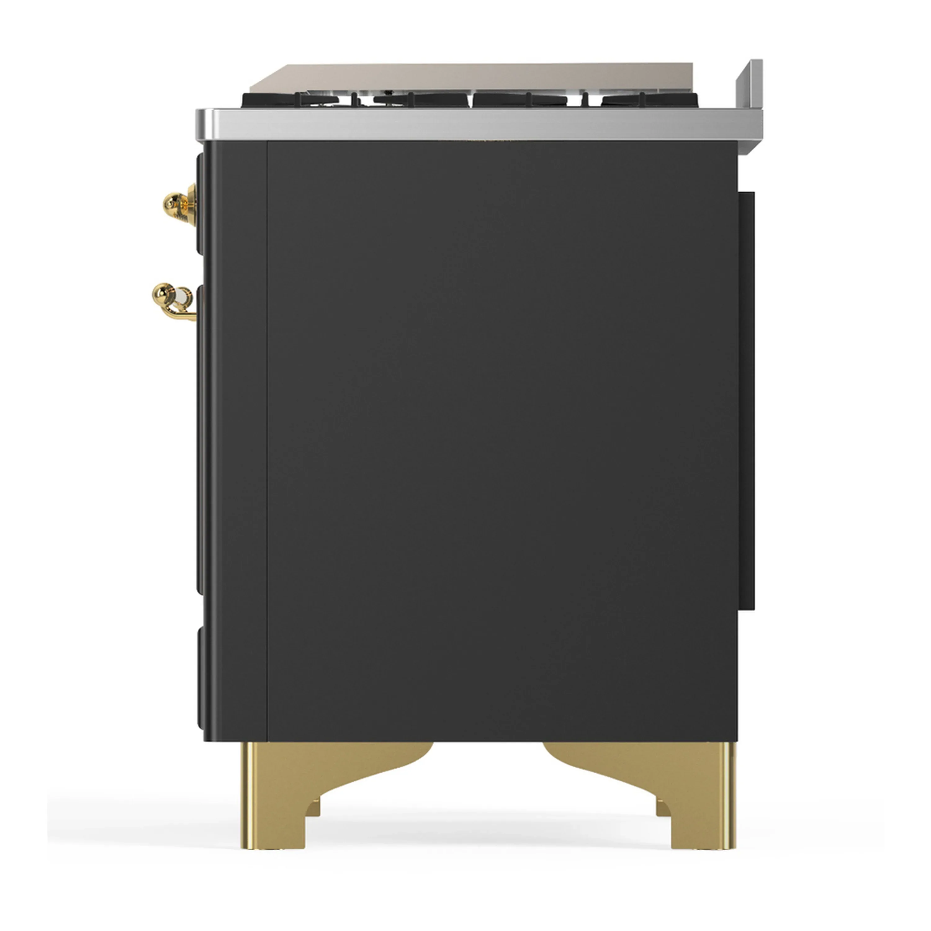 ILVE Majestic III 60-inch Dual Fuel Range with 5 Liquid Propane Burner, Griddle, French Top and Solid Door Electric Oven in Graphite Matte with Brass Trim (UM60FSQNR3MGGLP) - Image 9