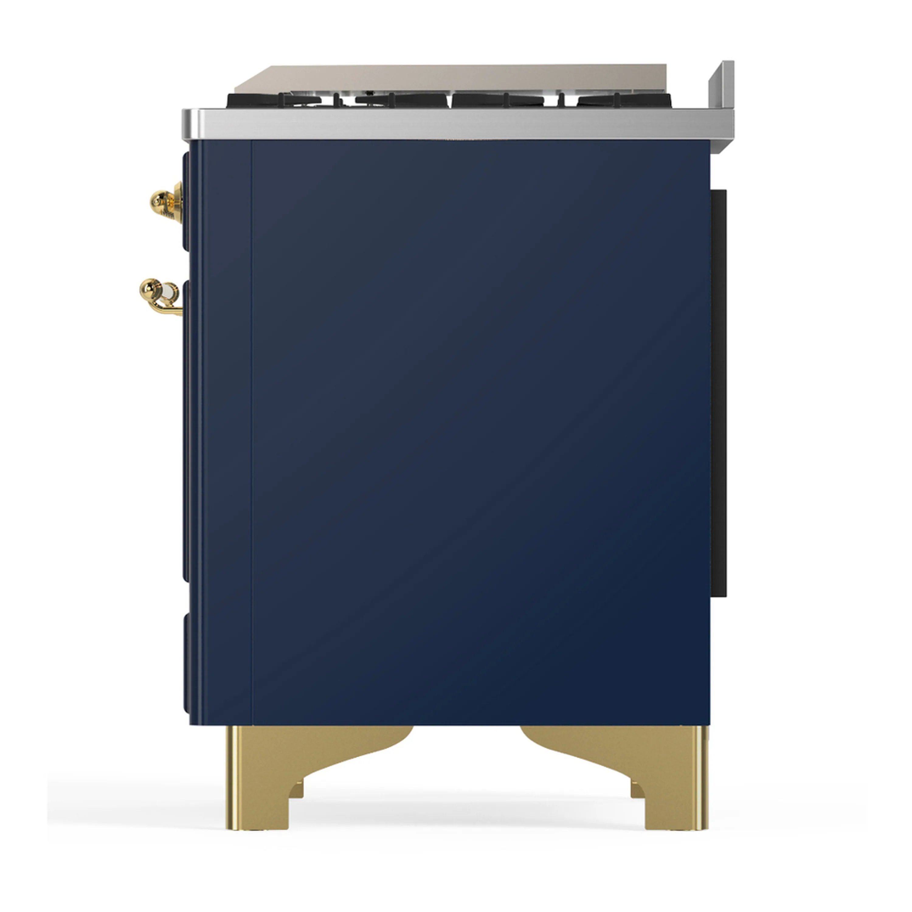 ILVE Majestic III 60-inch Dual Fuel Range with 5 Liquid Propane Burner, Griddle and Triple Glass Door Electric Oven in Blue Grey with Brass Trim (UM60FNR3MBGLP) - Image 9