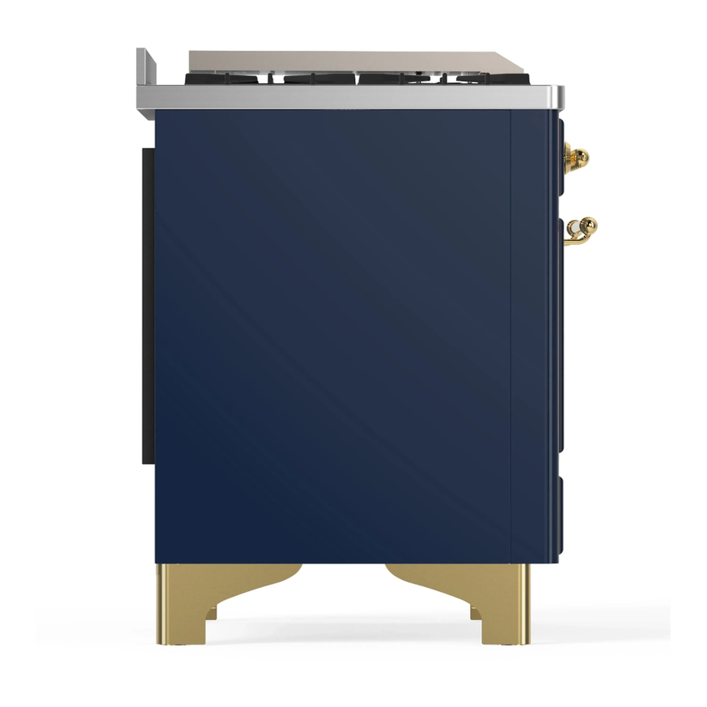 ILVE Majestic III 60-inch Dual Fuel Range with 7 Natural Gas Burner, Griddle and Solid Door Electric Oven in Blue Grey with Brass Trim (UM60FQNR3MBG) - Image 8