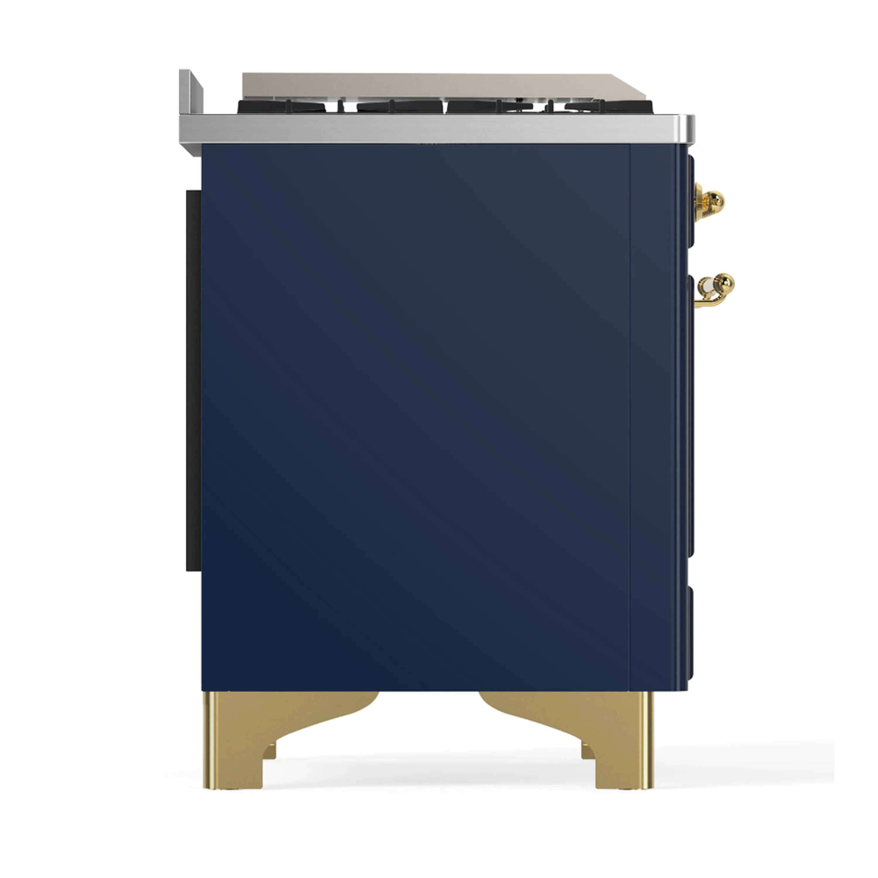 ILVE Majestic III 60-inch Dual Fuel Range with 5 Liquid Propane Burner, Griddle, French Top and Triple Glass Door Electric Oven in Blue Grey with Brass Trim (UM60FSNR3MBGLP) - Image 8