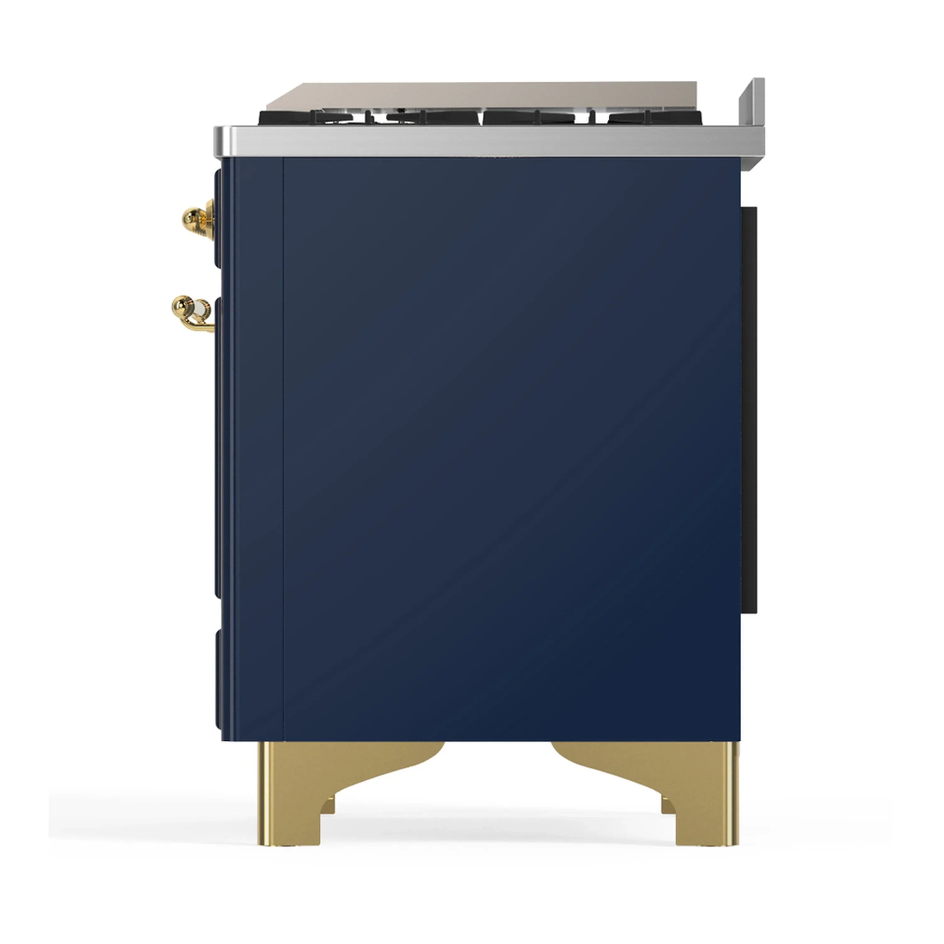 ILVE Majestic III 60-inch Dual Fuel Range with 5 Liquid Propane Burner, Griddle, French Top and Triple Glass Door Electric Oven in Blue Grey with Brass Trim (UM60FSNR3MBGLP) - Image 9