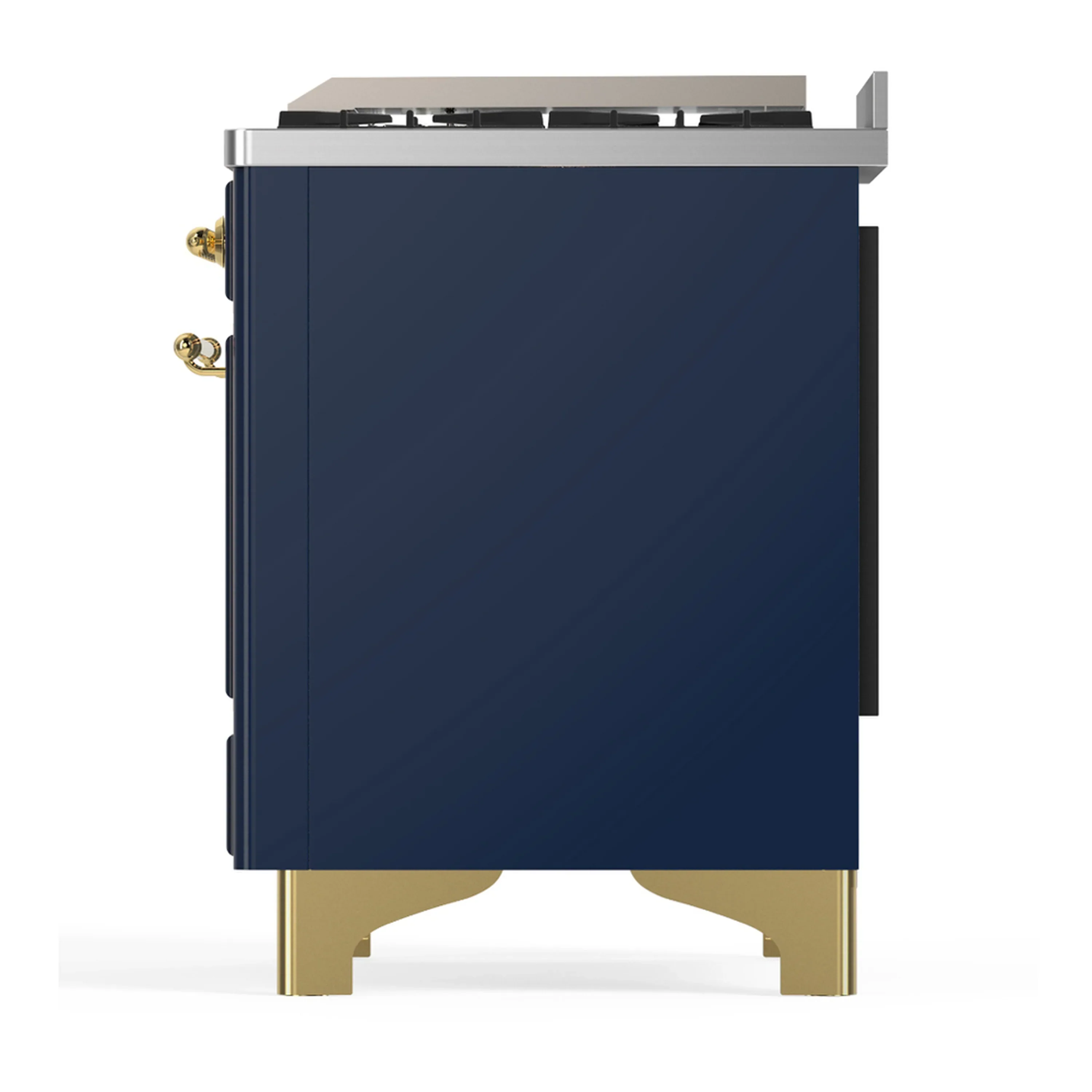 ILVE Majestic III 60-inch Dual Fuel Range with 7 Natural Gas Burner, Griddle, French Top and Solid Door Electric Oven in Blue Grey with Brass Trim (UM60FSQNR3MBG) - Image 9