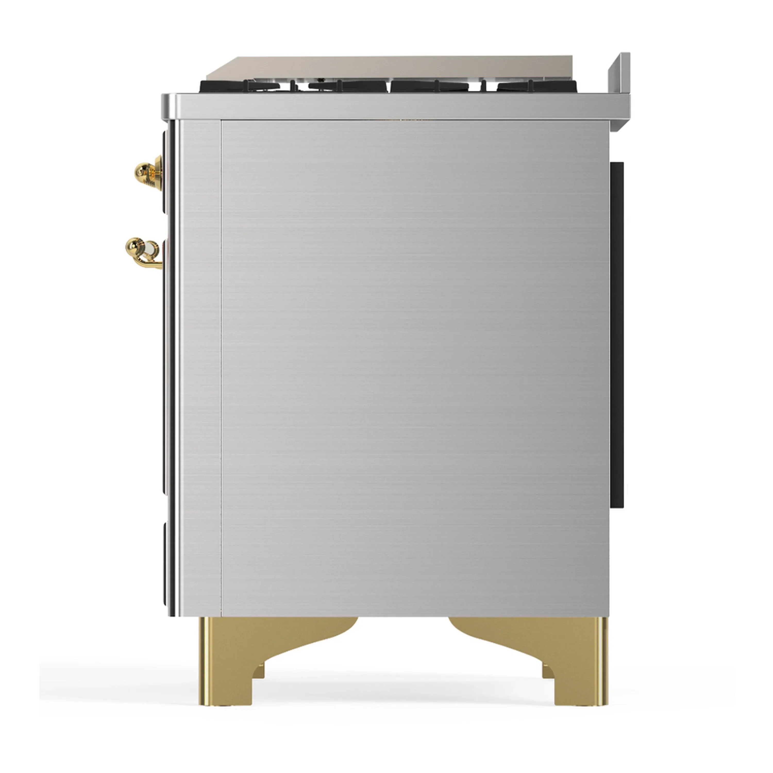 ILVE Majestic III 60-inch Dual Fuel Range with 5 Liquid Propane Burner, Griddle and Solid Door Electric Oven in Stainless Steel with Brass Trim (UM60FQNR3SSGLP) - Image 9