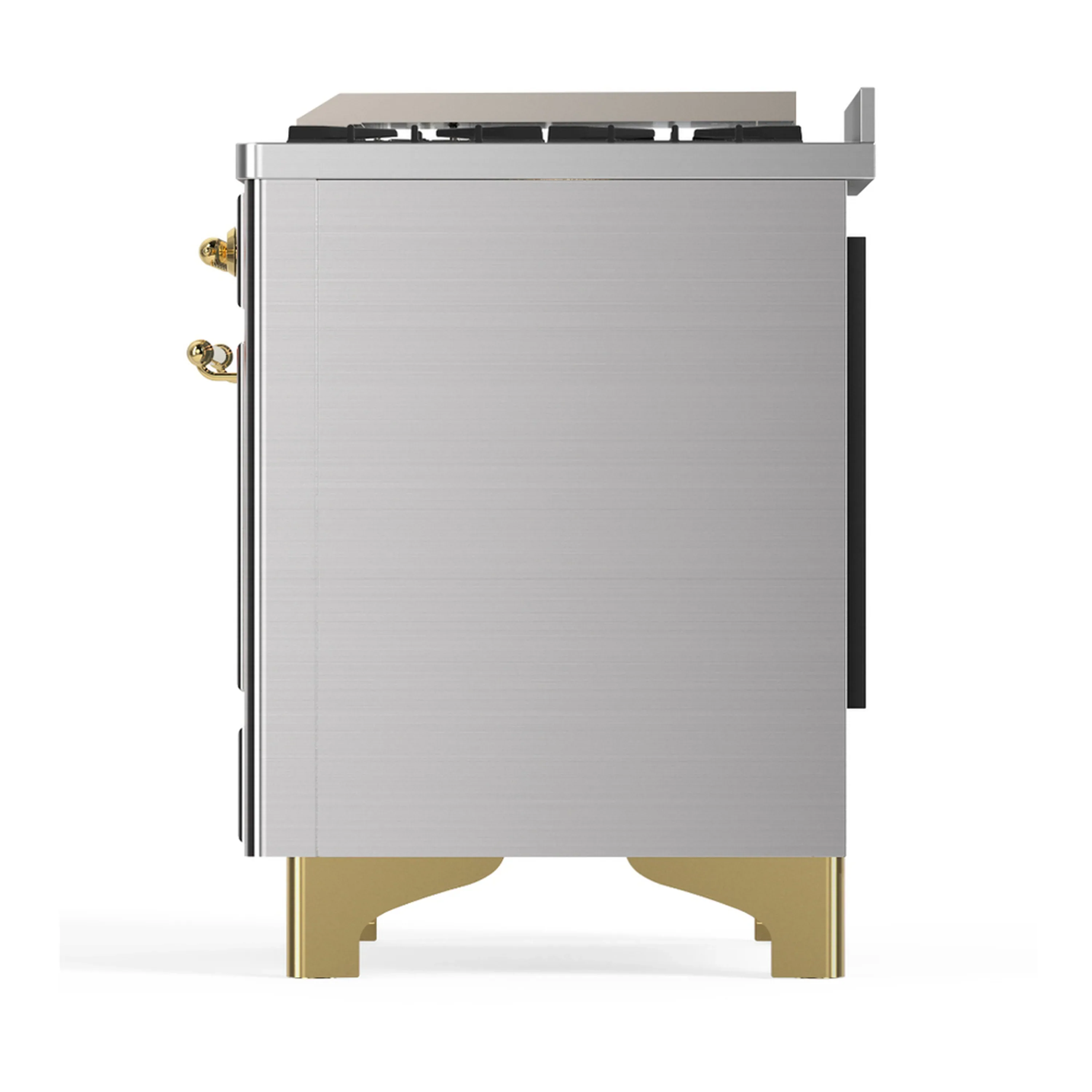 ILVE Majestic III 60-inch Dual Fuel Range with 5 Liquid Propane Burner, Griddle, French Top and Triple Glass Door Electric Oven in Stainless Steel with Brass Trim (UM60FSNR3SSGLP) - Image 9