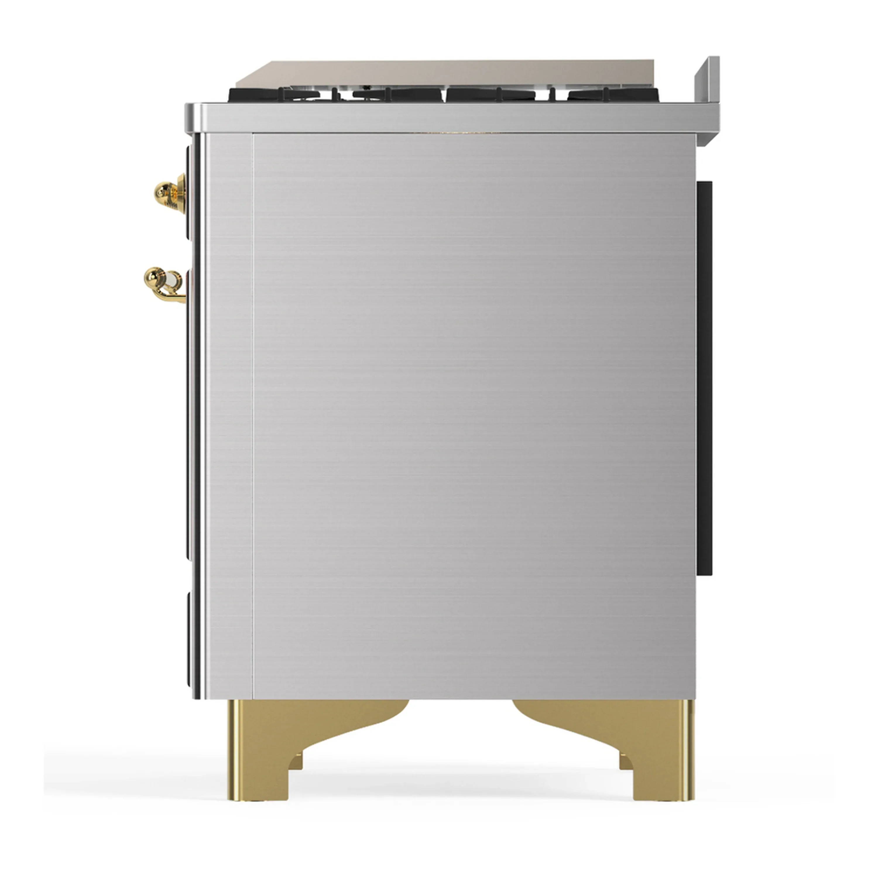 ILVE Majestic III 60-inch Dual Fuel Range with 7 Natural Gas Burner, Griddle, French Top and Solid Door Electric Oven in Stainless Steel with Brass Trim (UM60FSQNR3SSG) - Image 9