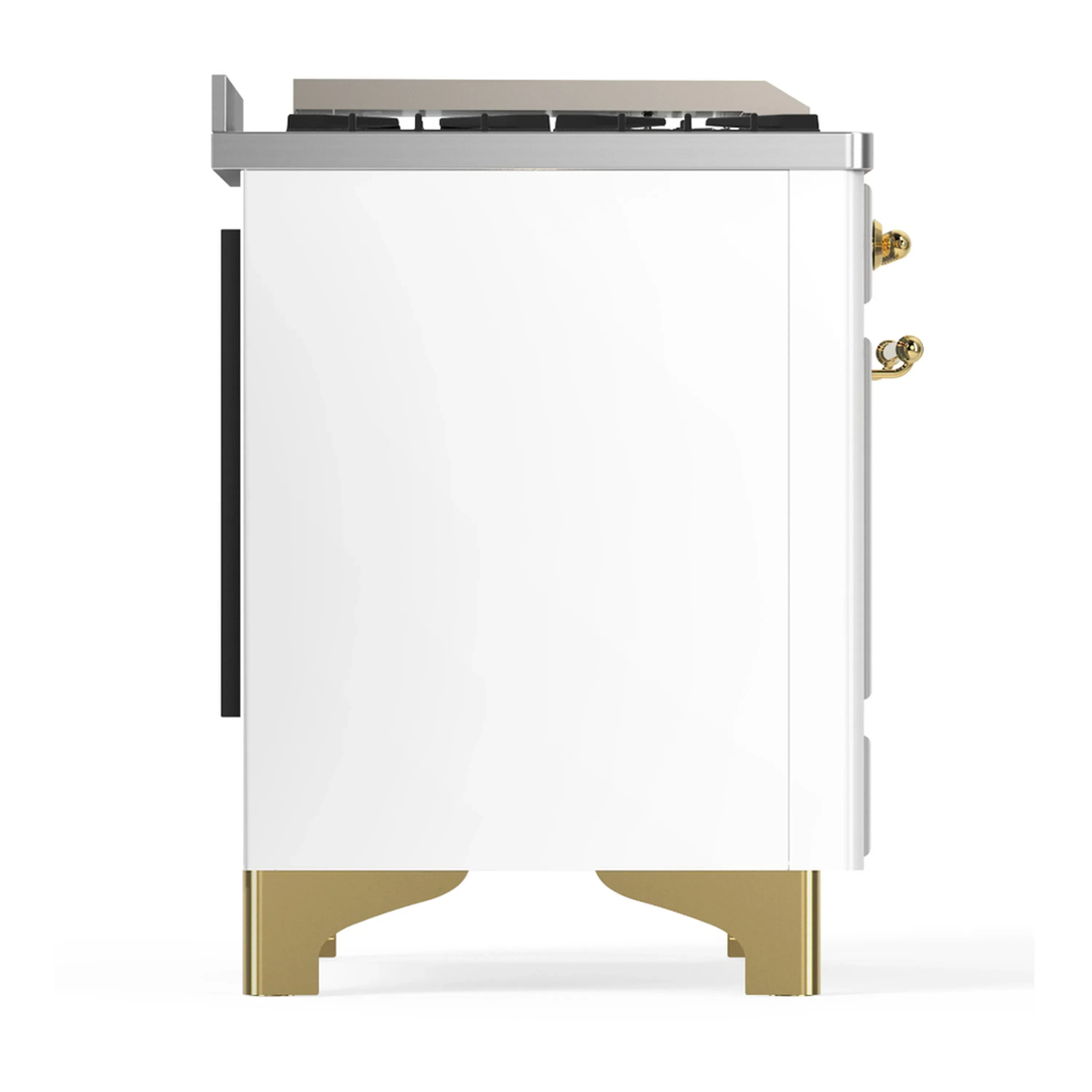 ILVE Majestic III 60-inch Dual Fuel Range with 5 Liquid Propane Burner, Griddle and Solid Door Electric Oven in White with Brass Trim (UM60FQNR3WHGLP) - Image 8