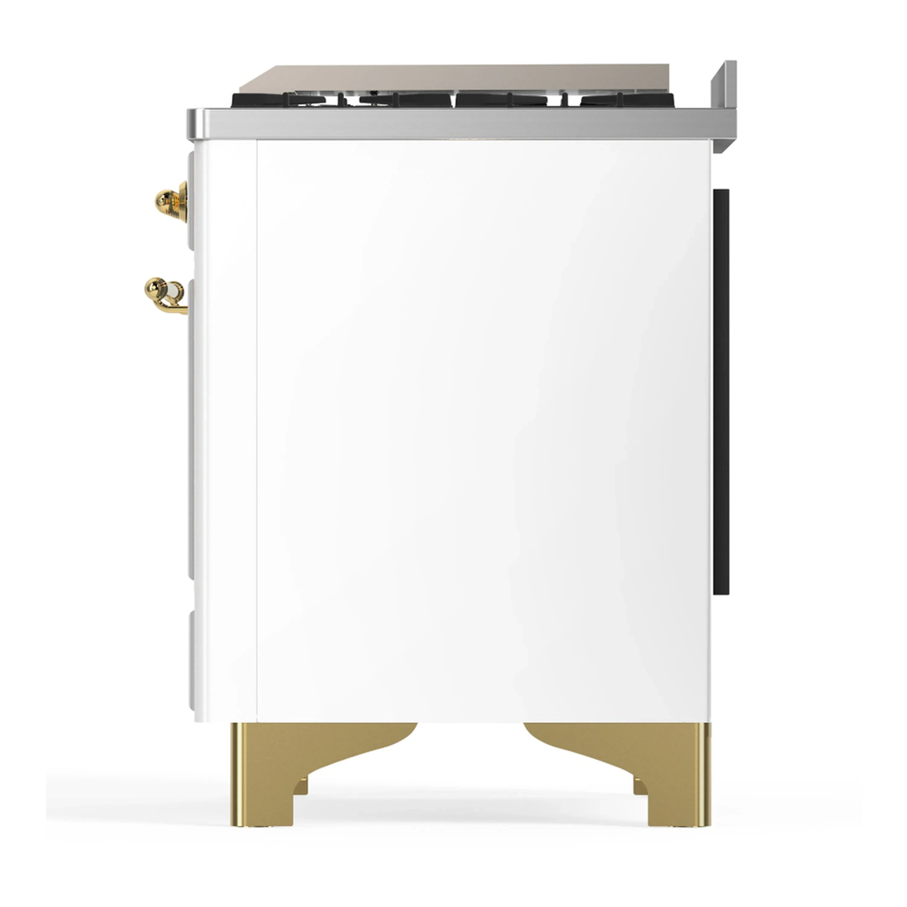 ILVE Majestic III 60-inch Dual Fuel Range with 5 Liquid Propane Burner, Griddle and Solid Door Electric Oven in White with Brass Trim (UM60FQNR3WHGLP) - Image 9