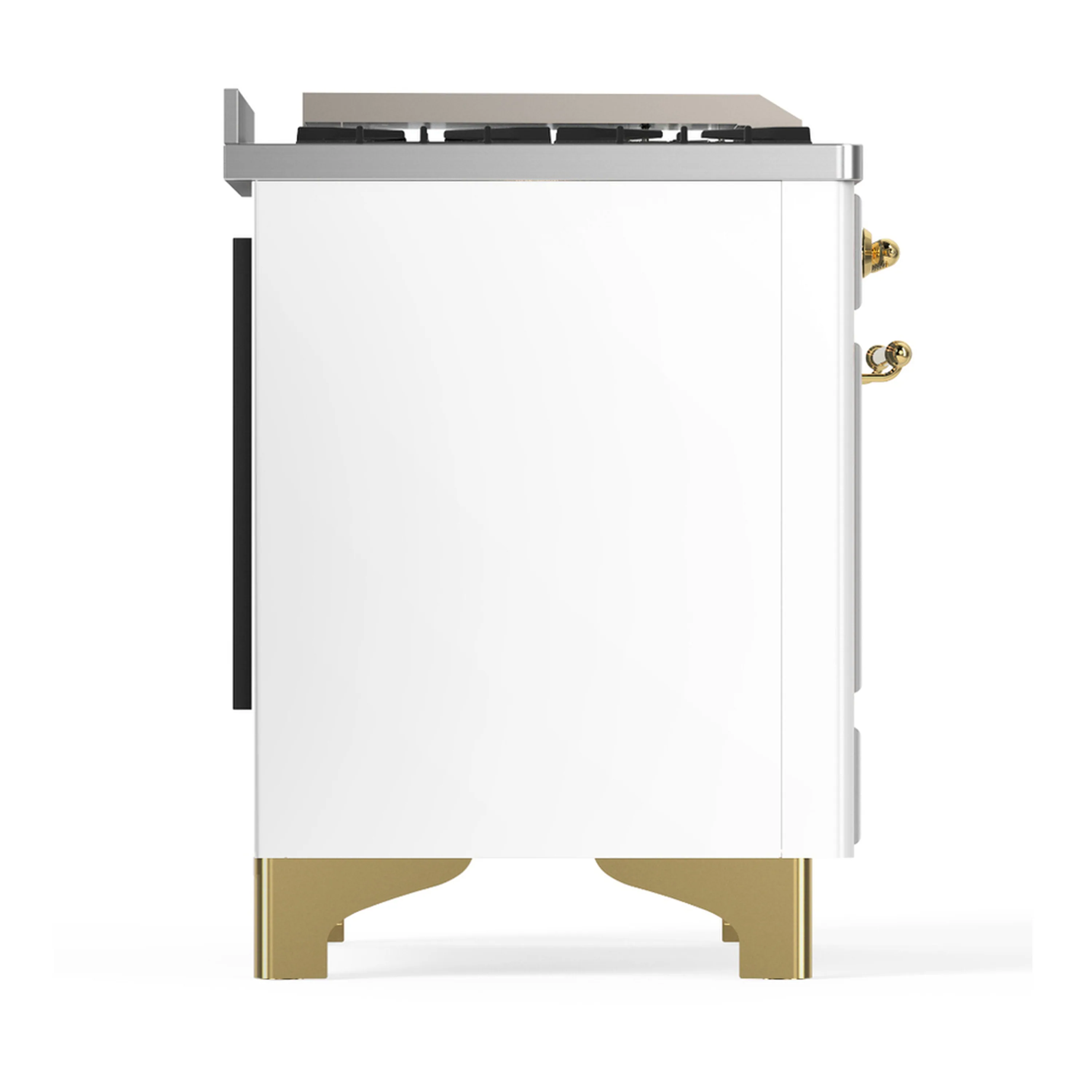 ILVE Majestic III 60-inch Dual Fuel Range with 7 Natural Gas Burner, Griddle, French Top and Triple Glass Door Electric Oven in White with Brass Trim (UM60FSNR3WHG) - Image 8