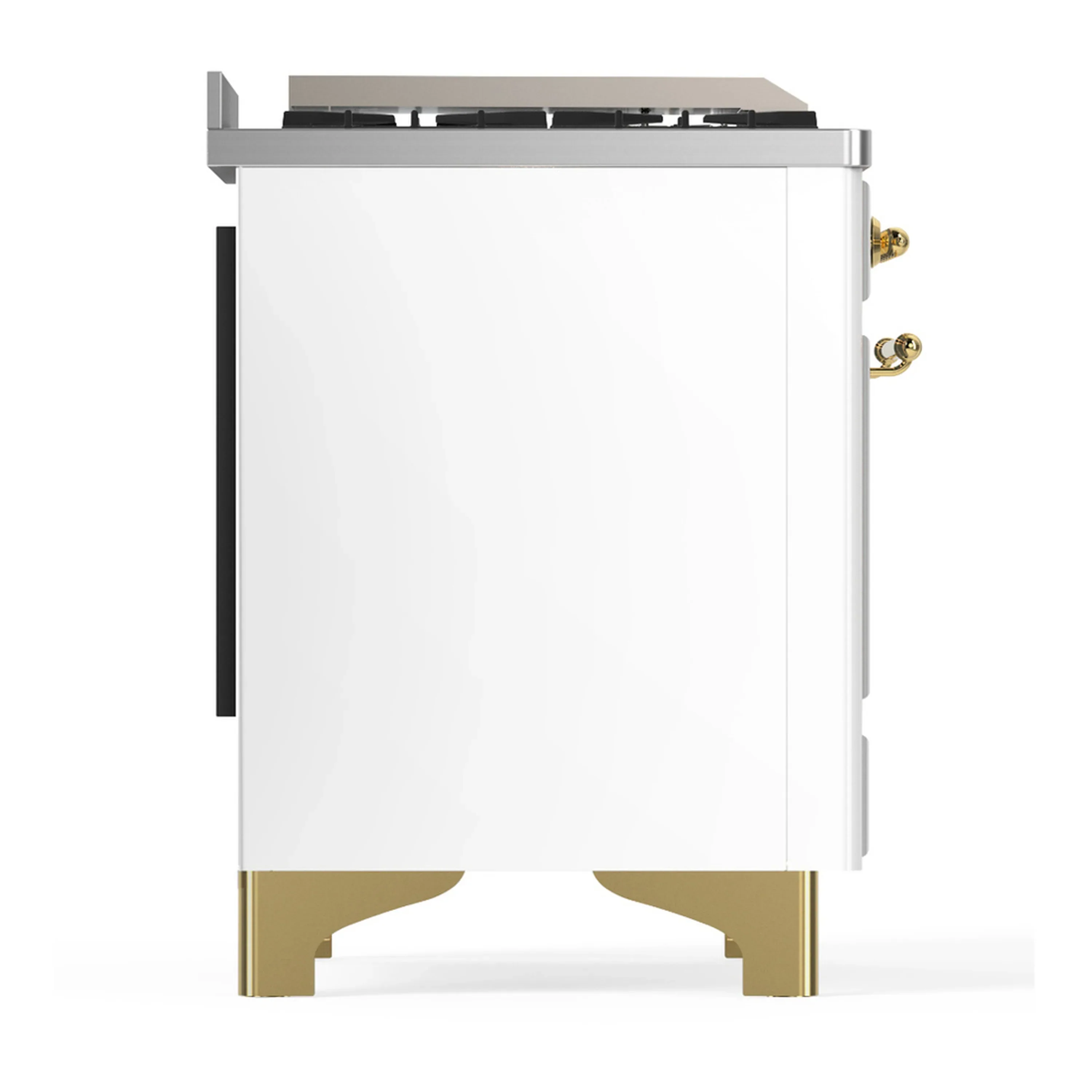 ILVE Majestic III 60-inch Dual Fuel Range with 7 Natural Gas Burner, Griddle, French Top and Solid Door Electric Oven in White with Brass Trim (UM60FSQNR3WHG) - Image 8