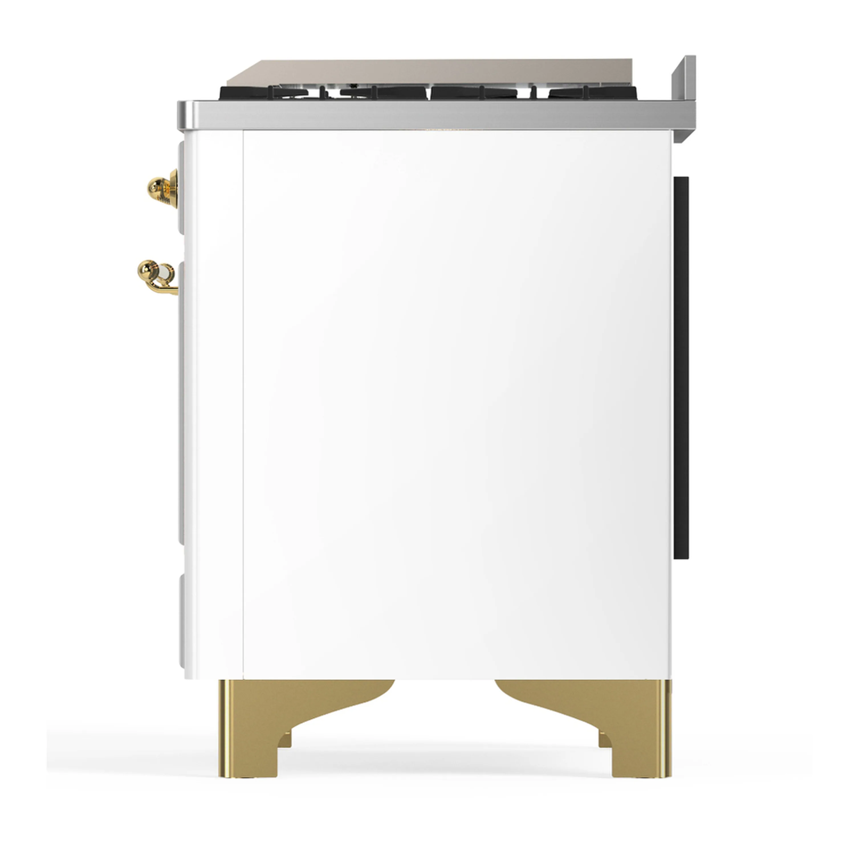 ILVE Majestic III 60-inch Dual Fuel Range with 5 Liquid Propane Burner, Griddle, French Top and Solid Door Electric Oven in White with Brass Trim (UM60FSQNR3WHGLP) - Image 9