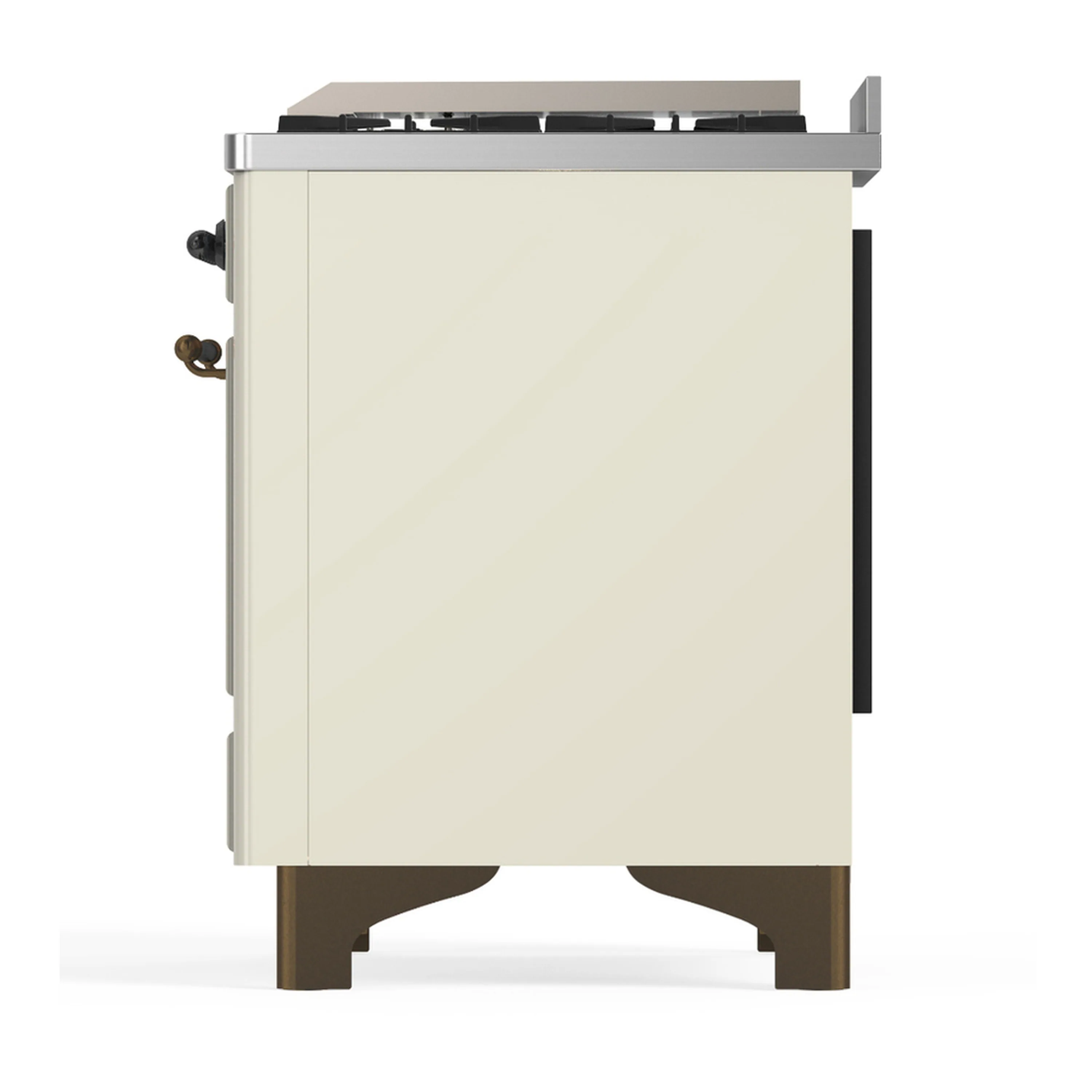 ILVE Majestic III 60-inch Dual Fuel Range with 7 Natural Gas Burner, Griddle and Triple Glass Door Electric Oven in Antique White with Burnished Trim (UM60FNR3AWB) - Image 9