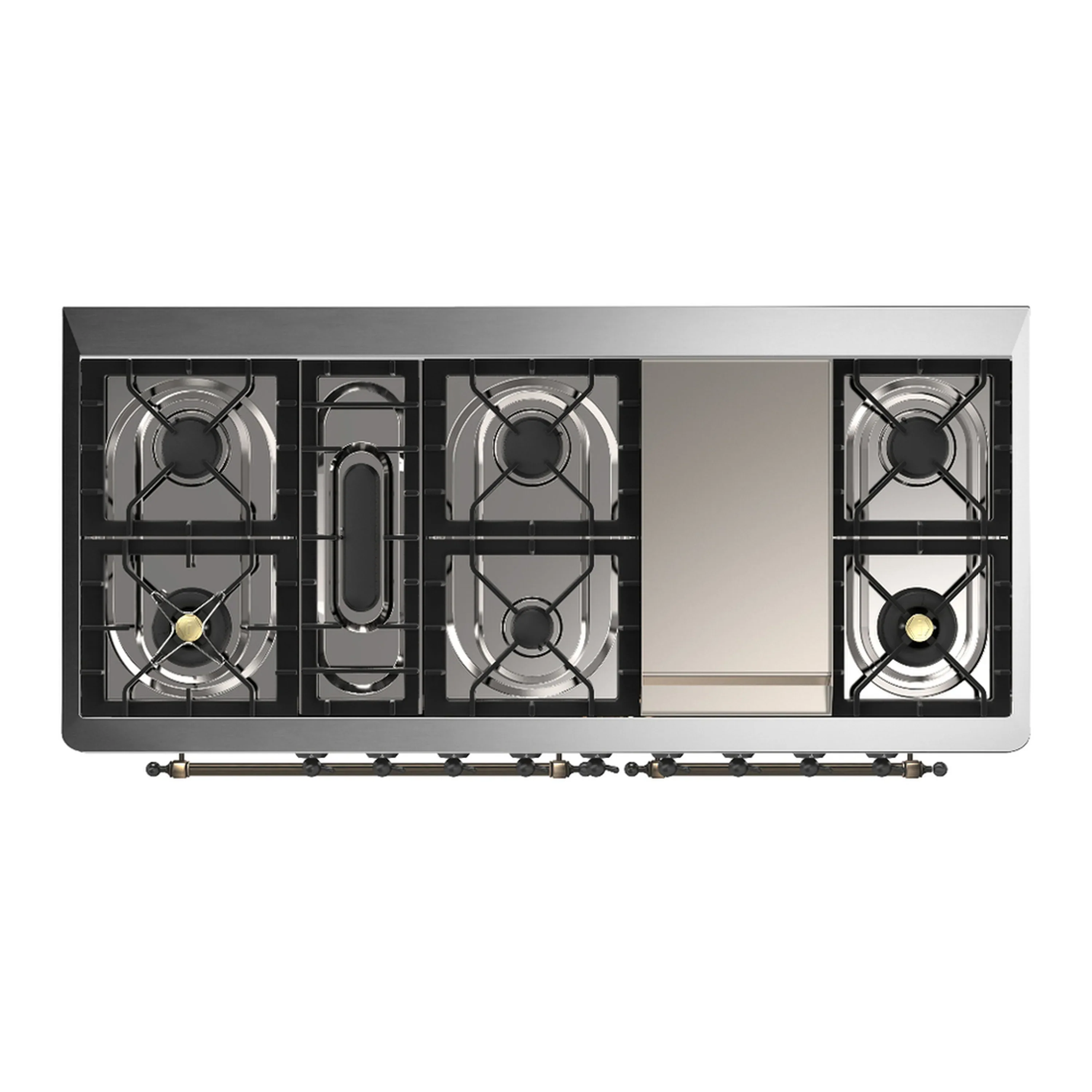 ILVE Majestic III 60-inch Dual Fuel Range with 5 Liquid Propane Burner, Griddle and Solid Door Electric Oven in Antique White with Burnished Trim (UM60FQNR3AWBLP) - Image 2