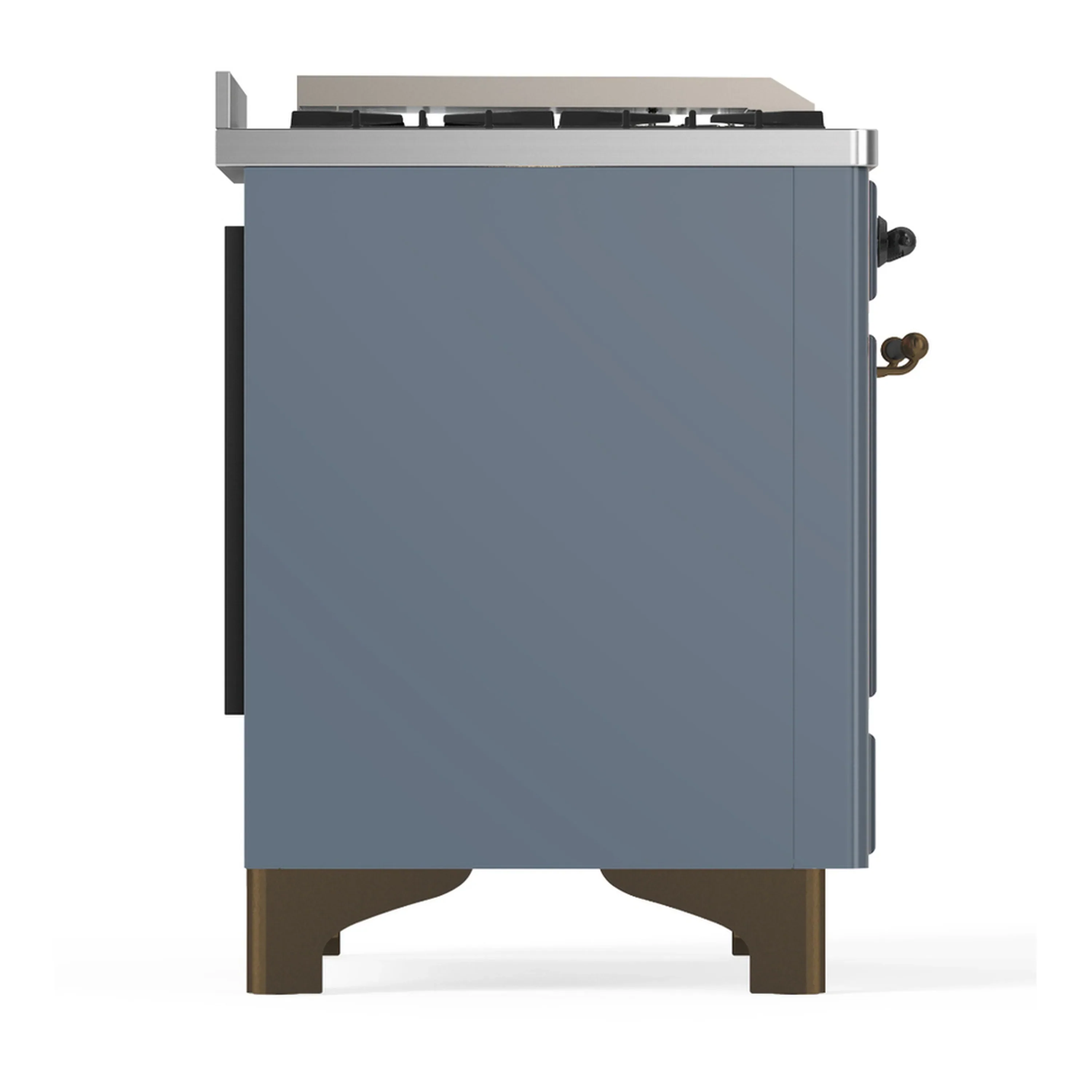 ILVE Majestic III 60-inch Dual Fuel Range with 7 Natural Gas Burner, Griddle and Solid Door Electric Oven in Blue Grey with Burnished Trim (UM60FQNR3BGB) - Image 8