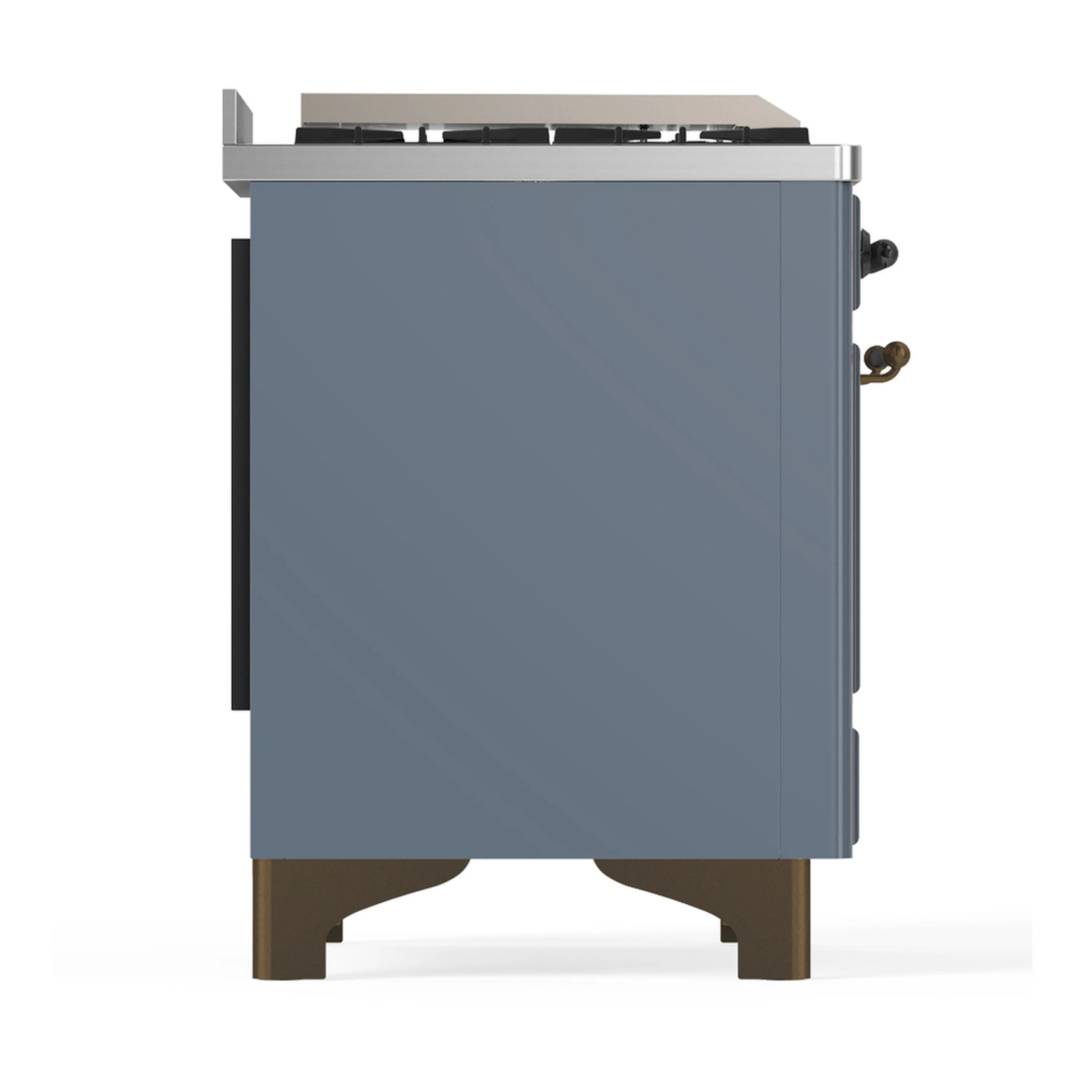 ILVE Majestic III 60-inch Dual Fuel Range with 5 Liquid Propane Burner, Griddle, French Top and Triple Glass Door Electric Oven in Blue Grey with Burnished Trim (UM60FSNR3BGBLP) - Image 8