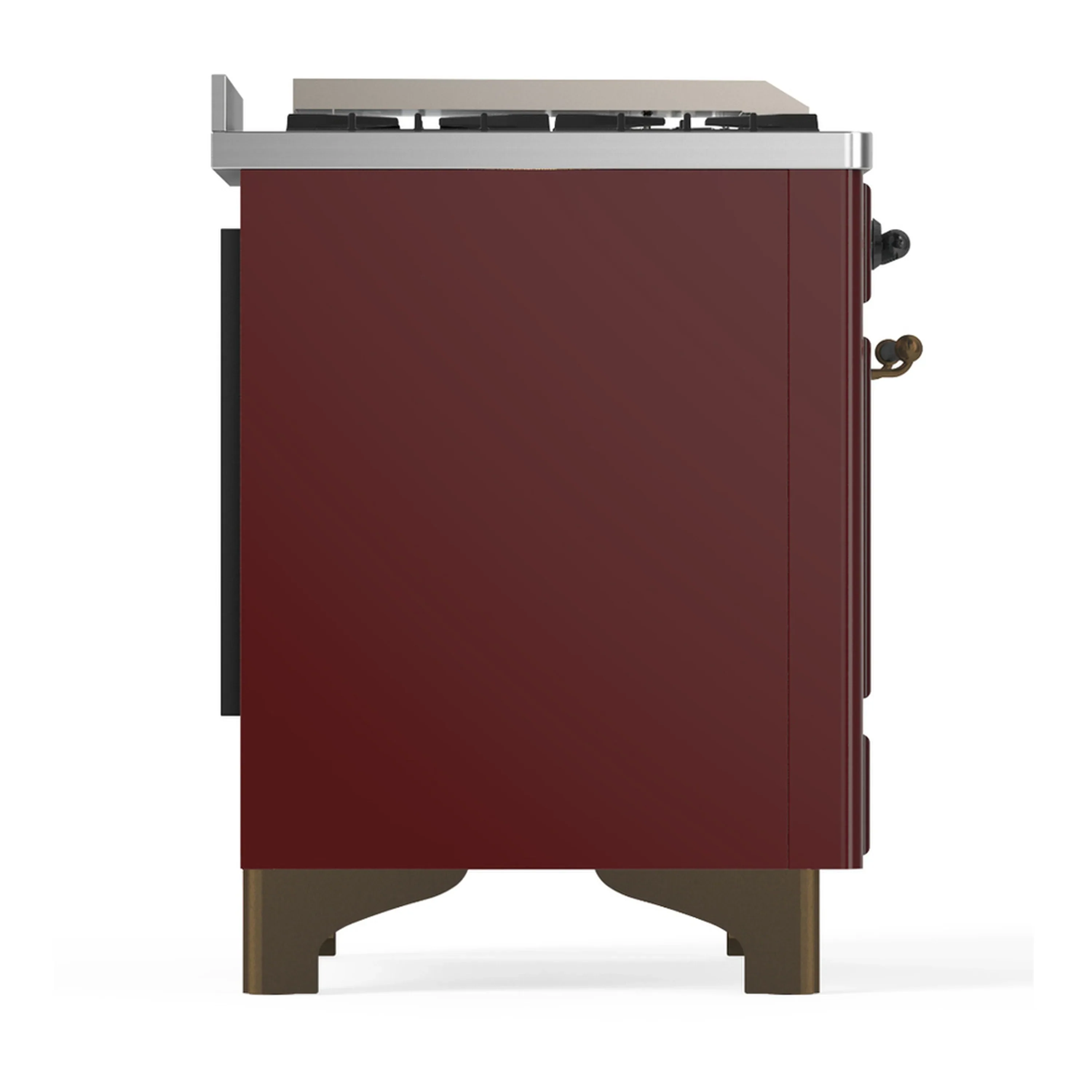 ILVE Majestic III 60-inch Dual Fuel Range with 7 Natural Gas Burner, Griddle and Triple Glass Door Electric Oven in Burgundy with Burnished Trim (UM60FNR3BUB) - Image 8
