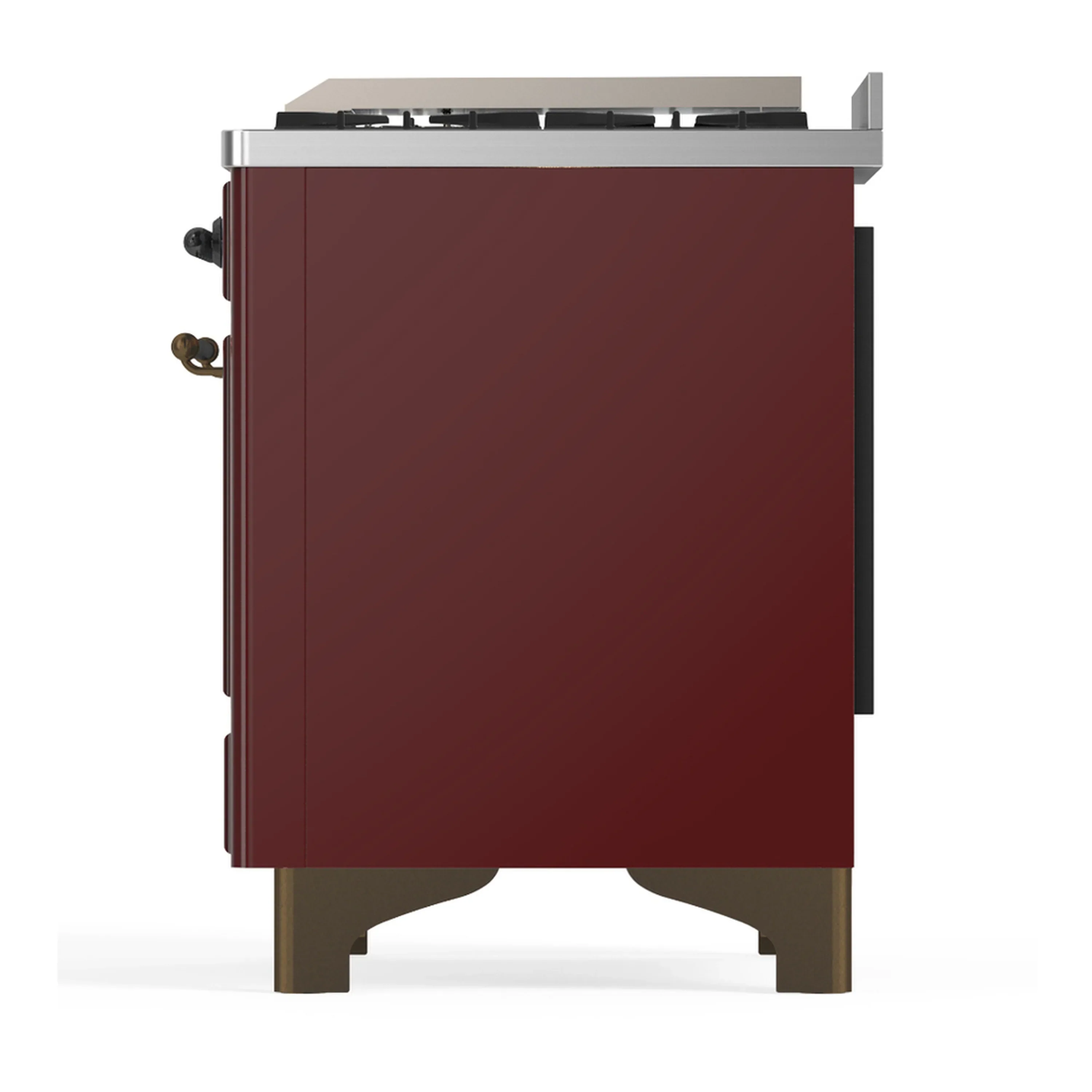 ILVE Majestic III 60-inch Dual Fuel Range with 5 Liquid Propane Burner, Griddle and Triple Glass Door Electric Oven in Burgundy with Burnished Trim (UM60FNR3BUBLP) - Image 9