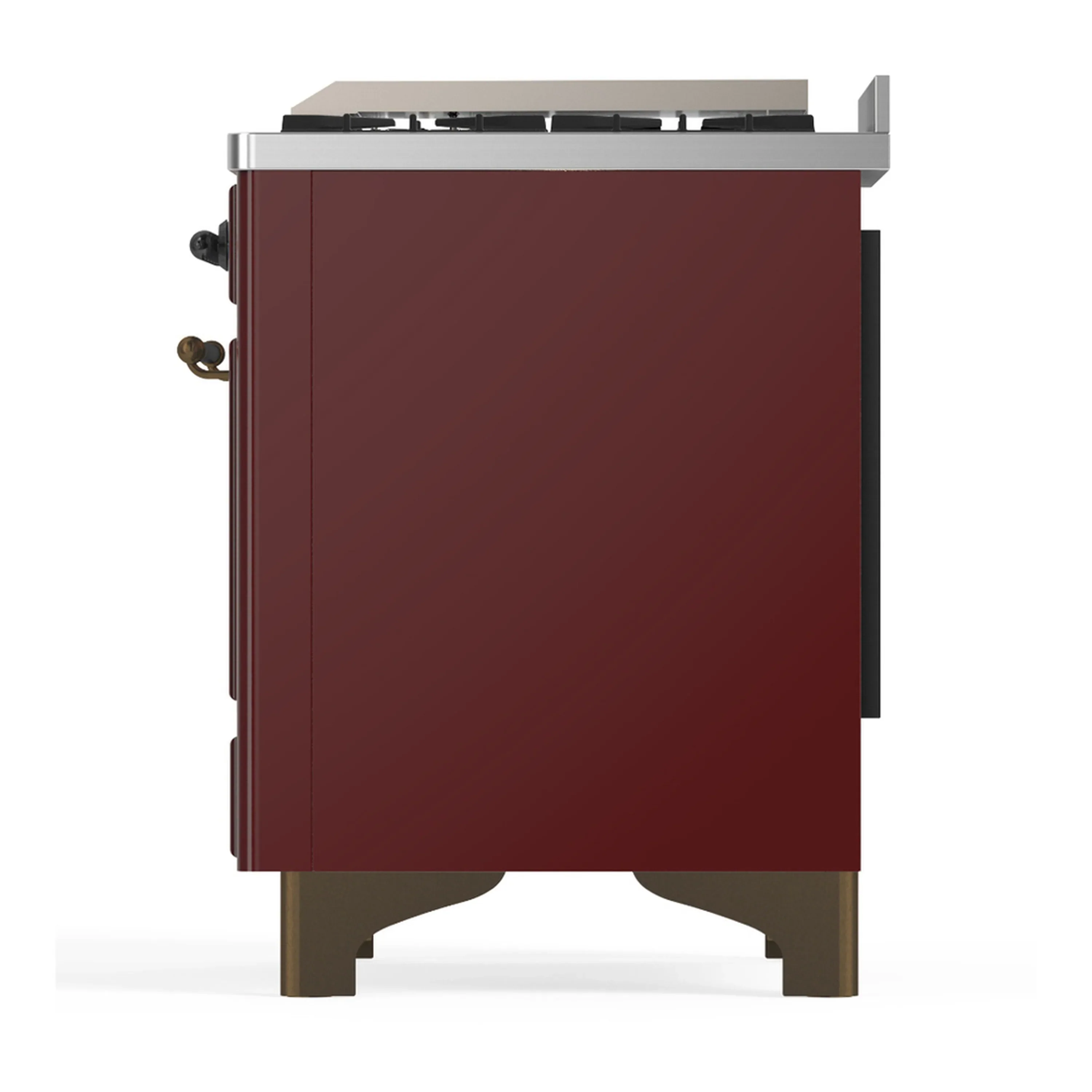 ILVE Majestic III 60-inch Dual Fuel Range with 5 Liquid Propane Burner, Griddle and Solid Door Electric Oven in Burgundy with Burnished Trim (UM60FQNR3BUBLP) - Image 9