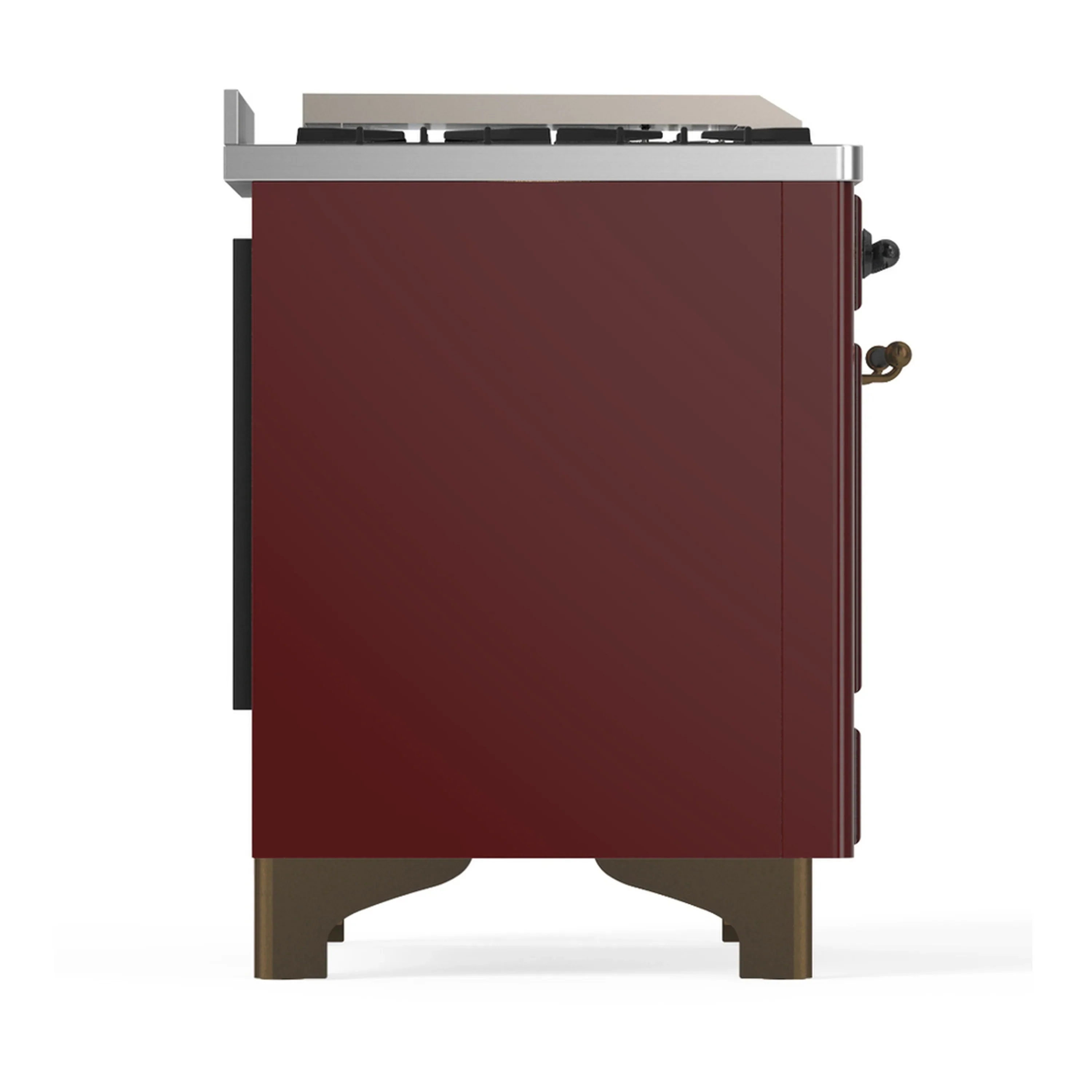 ILVE Majestic III 60-inch Dual Fuel Range with 5 Liquid Propane Burner, Griddle, French Top and Triple Glass Door Electric Oven in Burgundy with Burnished Trim (UM60FSNR3BUBLP) - Image 8