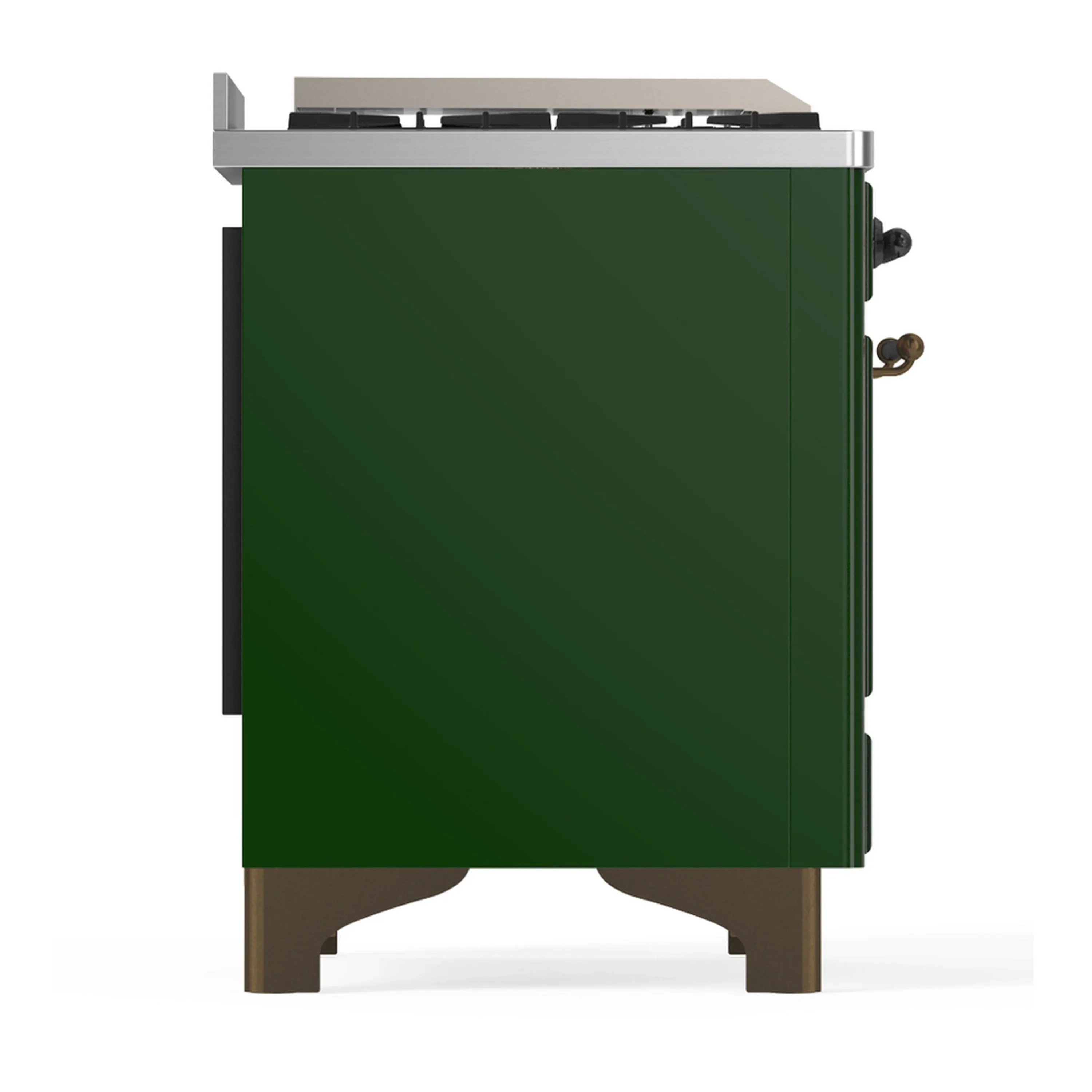 ILVE Majestic III 60-inch Dual Fuel Range with 7 Natural Gas Burner, Griddle and Triple Glass Door Electric Oven in Emerald Green with Burnished Trim (UM60FNR3EGB) - Image 8