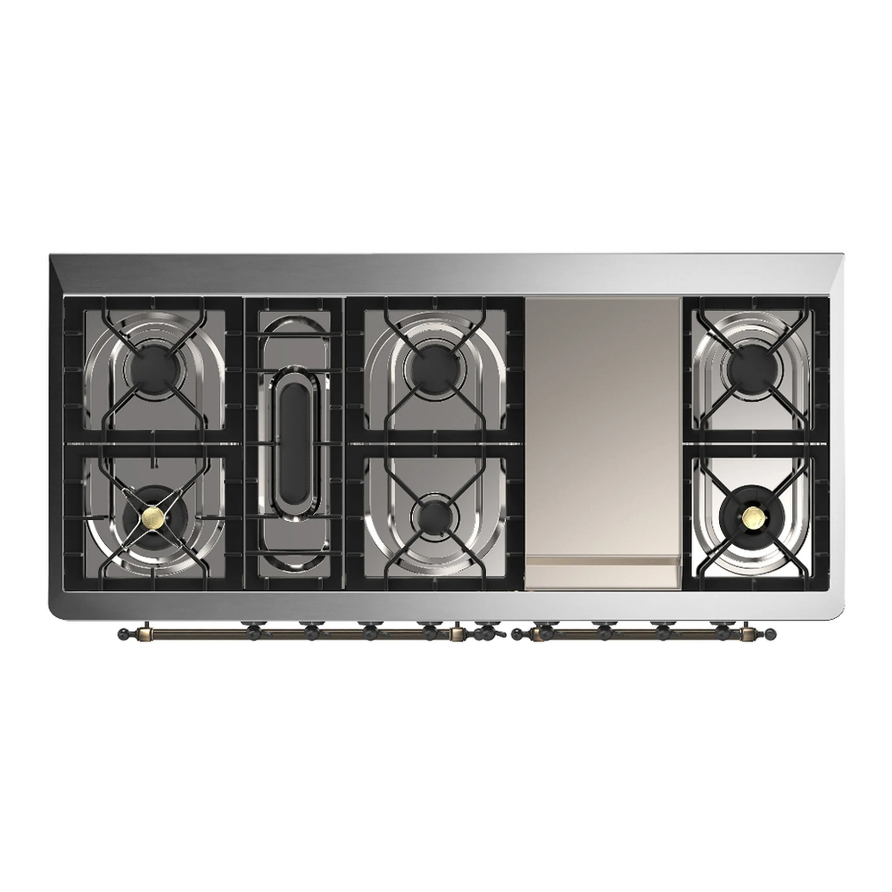 ILVE Majestic III 60-inch Dual Fuel Range with 5 Liquid Propane Burner, Griddle and Triple Glass Door Electric Oven in Emerald Green with Burnished Trim (UM60FNR3EGBLP) - Image 2
