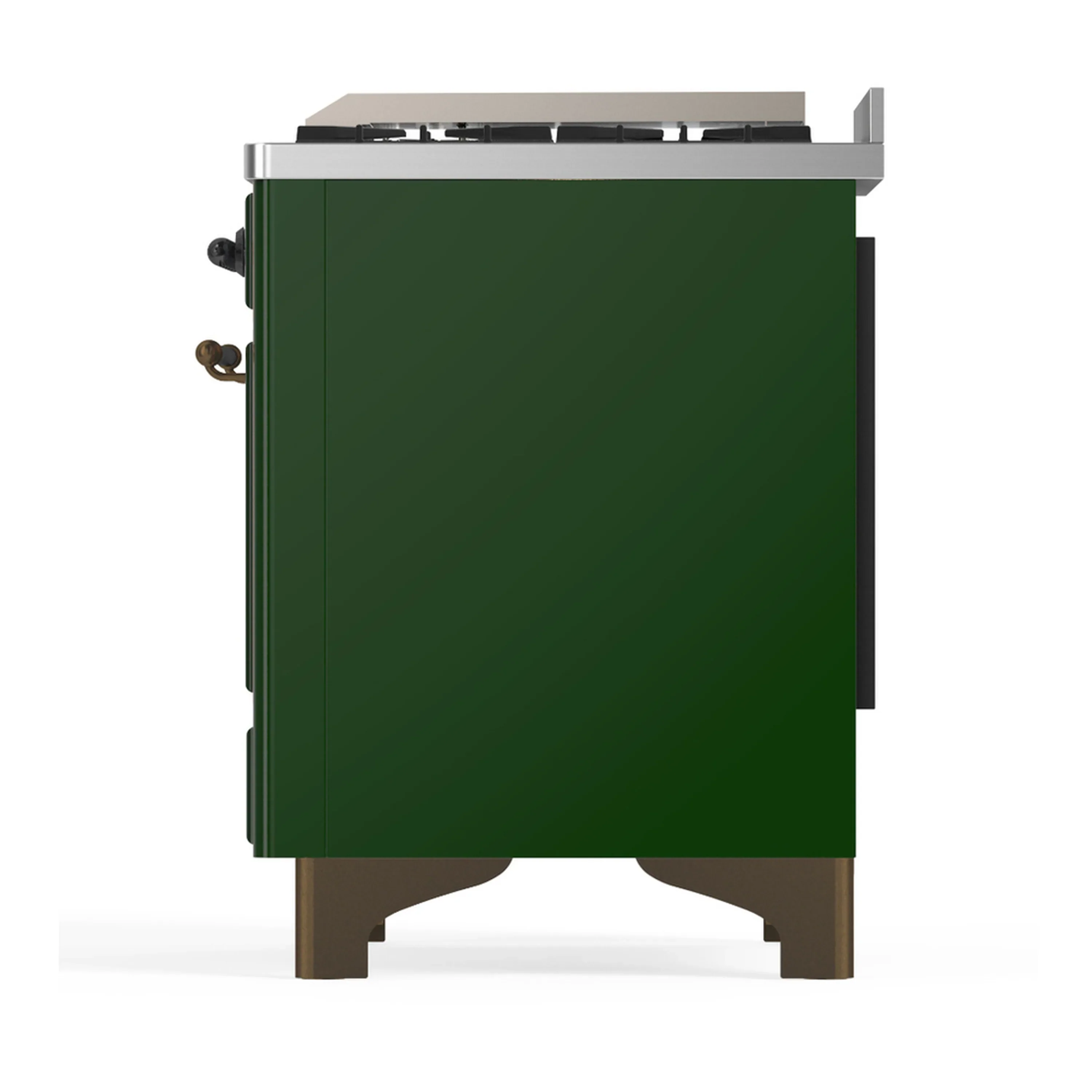ILVE Majestic III 60-inch Dual Fuel Range with 7 Natural Gas Burner, Griddle, French Top and Triple Glass Door Electric Oven in Emerald Green with Burnished Trim (UM60FSNR3EGB) - Image 9