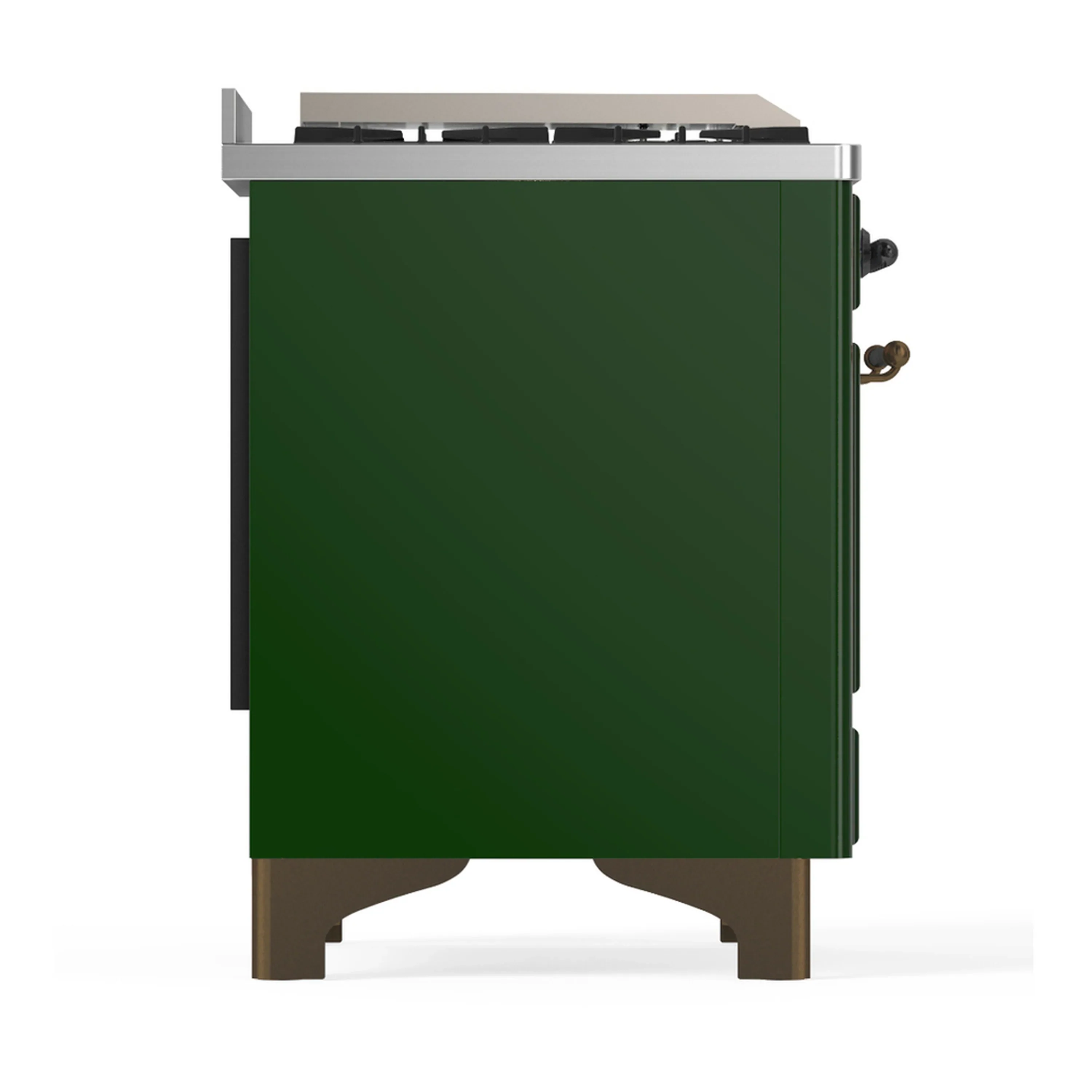 ILVE Majestic III 60-inch Dual Fuel Range with 7 Natural Gas Burner, Griddle, French Top and Solid Door Electric Oven in Emerald Green with Burnished Trim (UM60FSQNR3EGB) - Image 8
