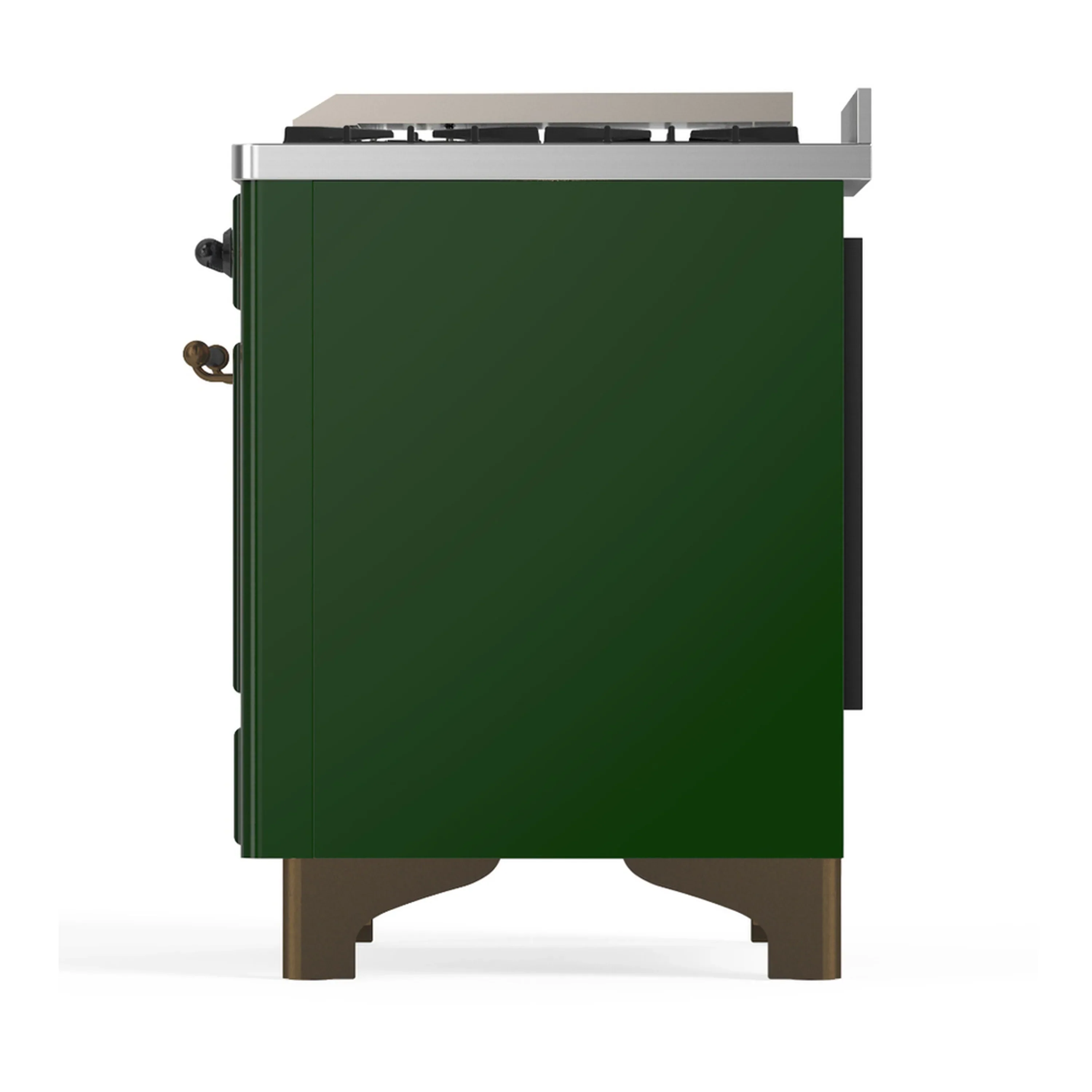 ILVE Majestic III 60-inch Dual Fuel Range with 7 Natural Gas Burner, Griddle, French Top and Solid Door Electric Oven in Emerald Green with Burnished Trim (UM60FSQNR3EGB) - Image 9