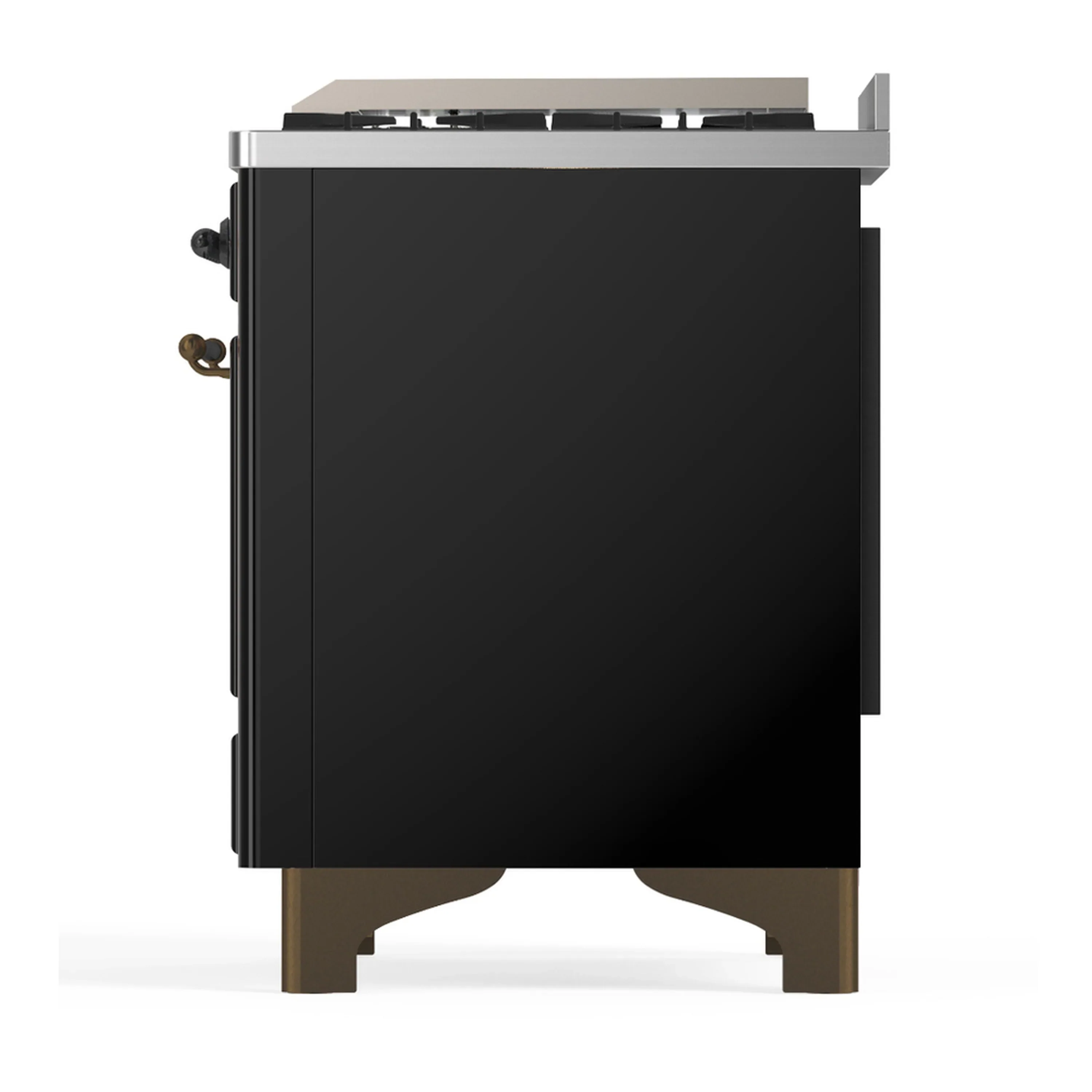 ILVE Majestic III 60-inch Dual Fuel Range with 7 Natural Gas Burner, Griddle and Triple Glass Door Electric Oven in Glossy Black with Burnished Trim (UM60FNR3BKB) - Image 9