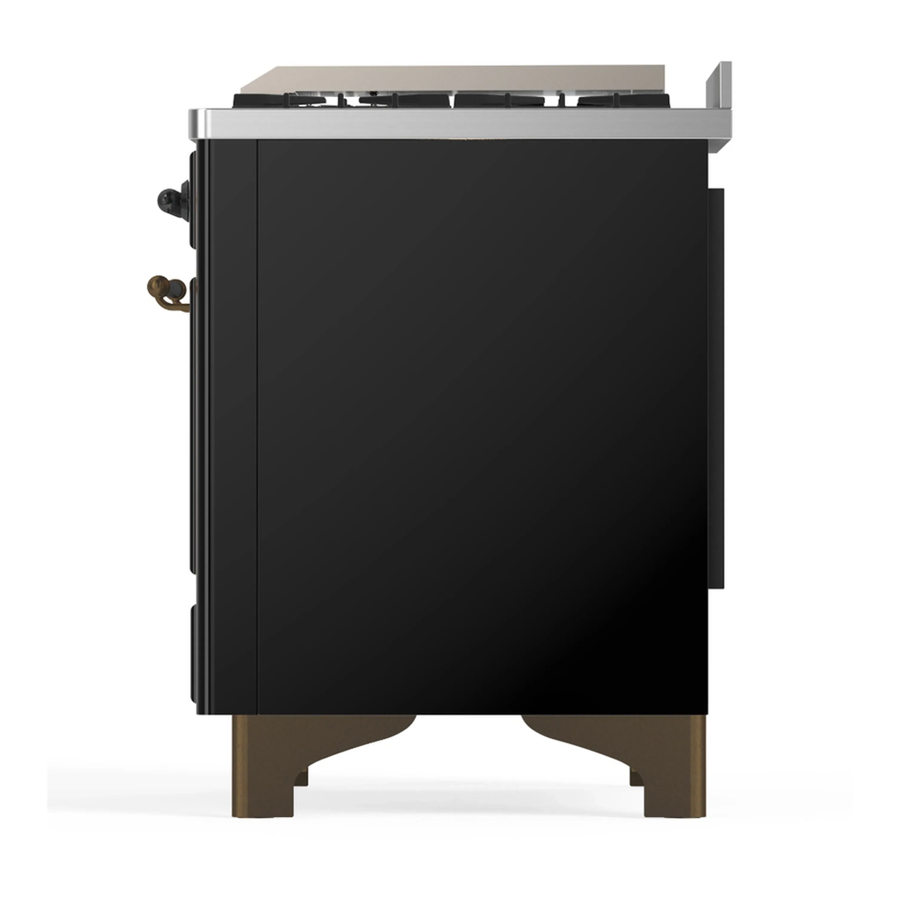 ILVE Majestic III 60-inch Dual Fuel Range with 7 Natural Gas Burner, Griddle and Solid Door Electric Oven in Glossy Black with Burnished Trim (UM60FQNR3BKB) - Image 9