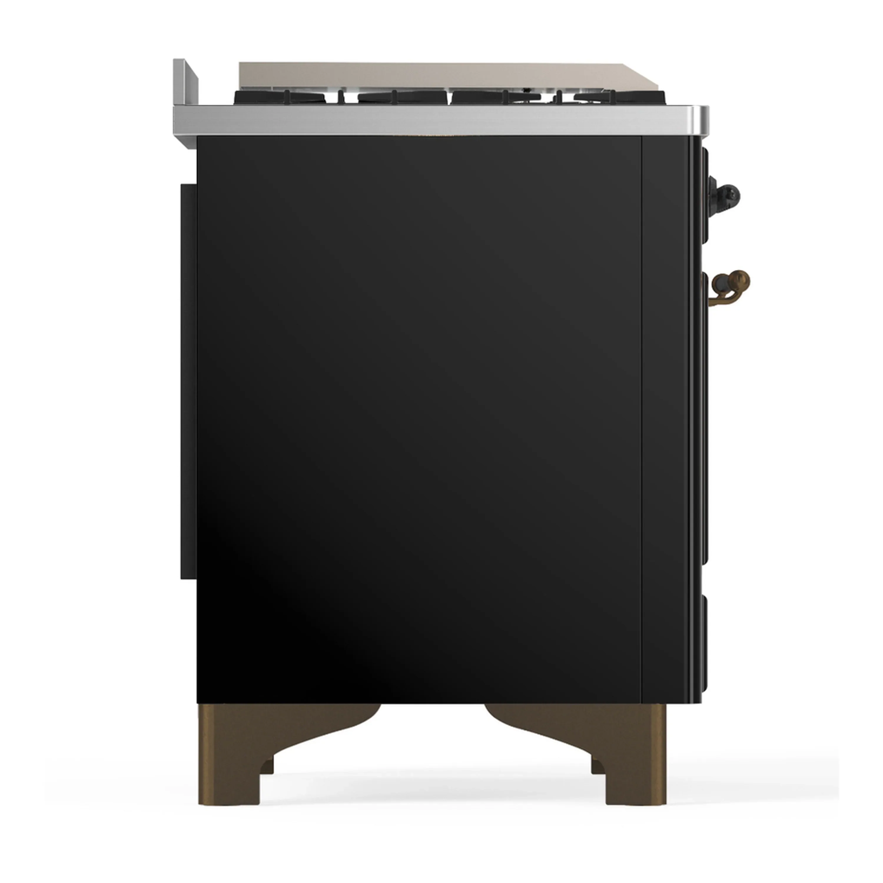 ILVE Majestic III 60-inch Dual Fuel Range with 5 Liquid Propane Burner, Griddle and Solid Door Electric Oven in Glossy Black with Burnished Trim (UM60FQNR3BKBLP) - Image 8