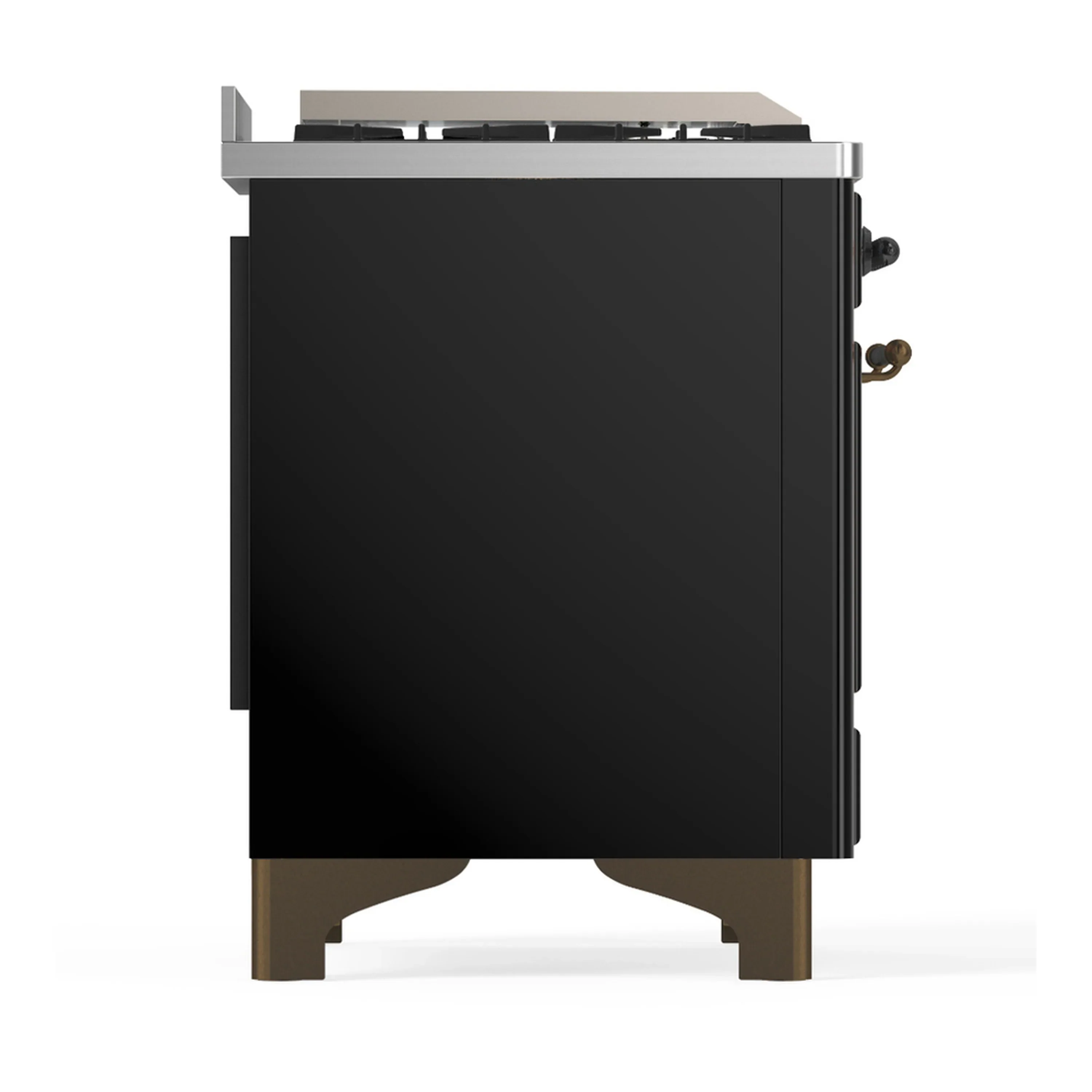 ILVE Majestic III 60-inch Dual Fuel Range with 7 Natural Gas Burner, Griddle, French Top and Triple Glass Door Electric Oven in Glossy Black with Burnished Trim (UM60FSNR3BKB) - Image 8