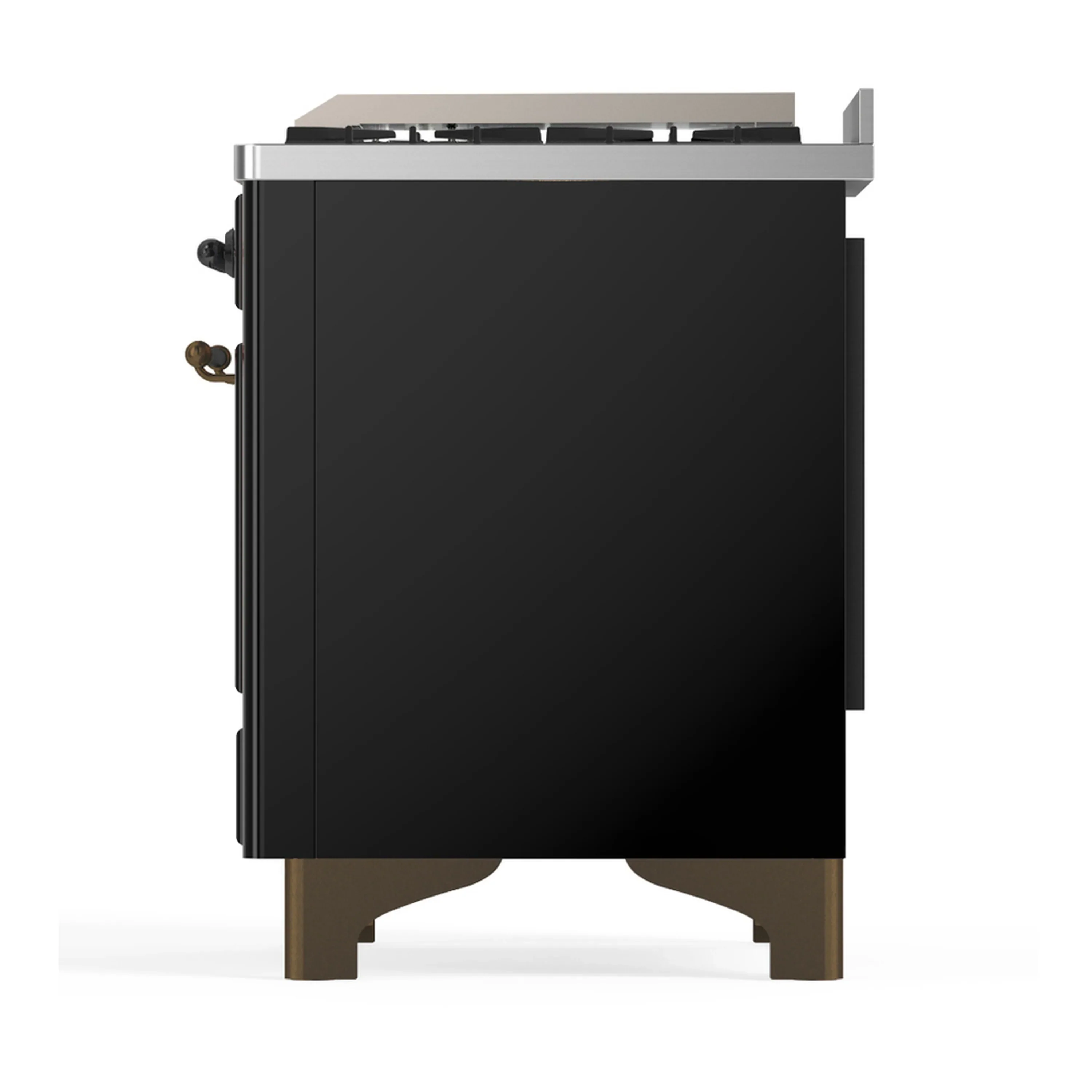 ILVE Majestic III 60-inch Dual Fuel Range with 5 Liquid Propane Burner, Griddle, French Top and Triple Glass Door Electric Oven in Glossy Black with Burnished Trim (UM60FSNR3BKBLP) - Image 9