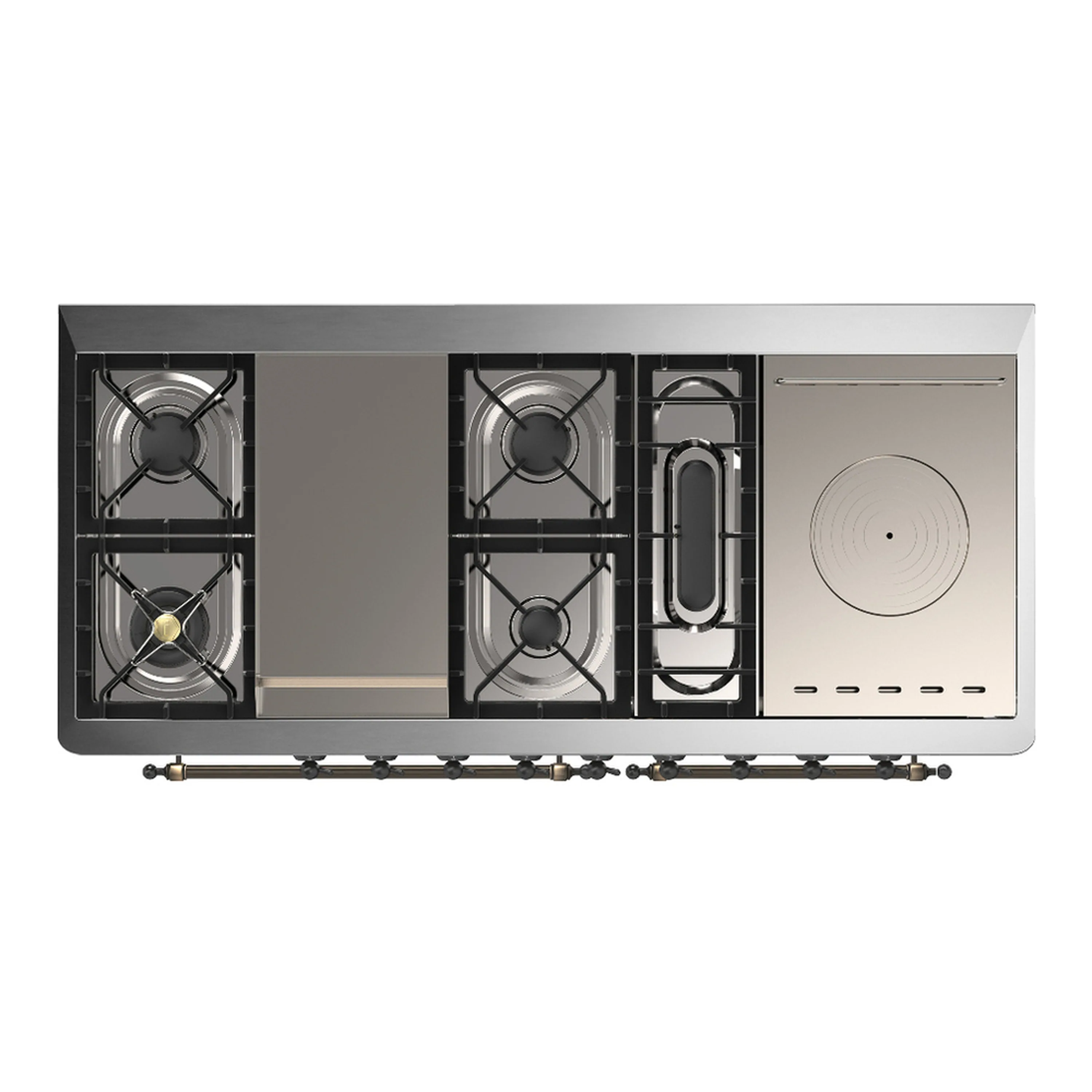 ILVE Majestic III 60-inch Dual Fuel Range with 5 Liquid Propane Burner, Griddle, French Top and Solid Door Electric Oven in Glossy Black with Burnished Trim (UM60FSQNR3BKBLP) - Image 2