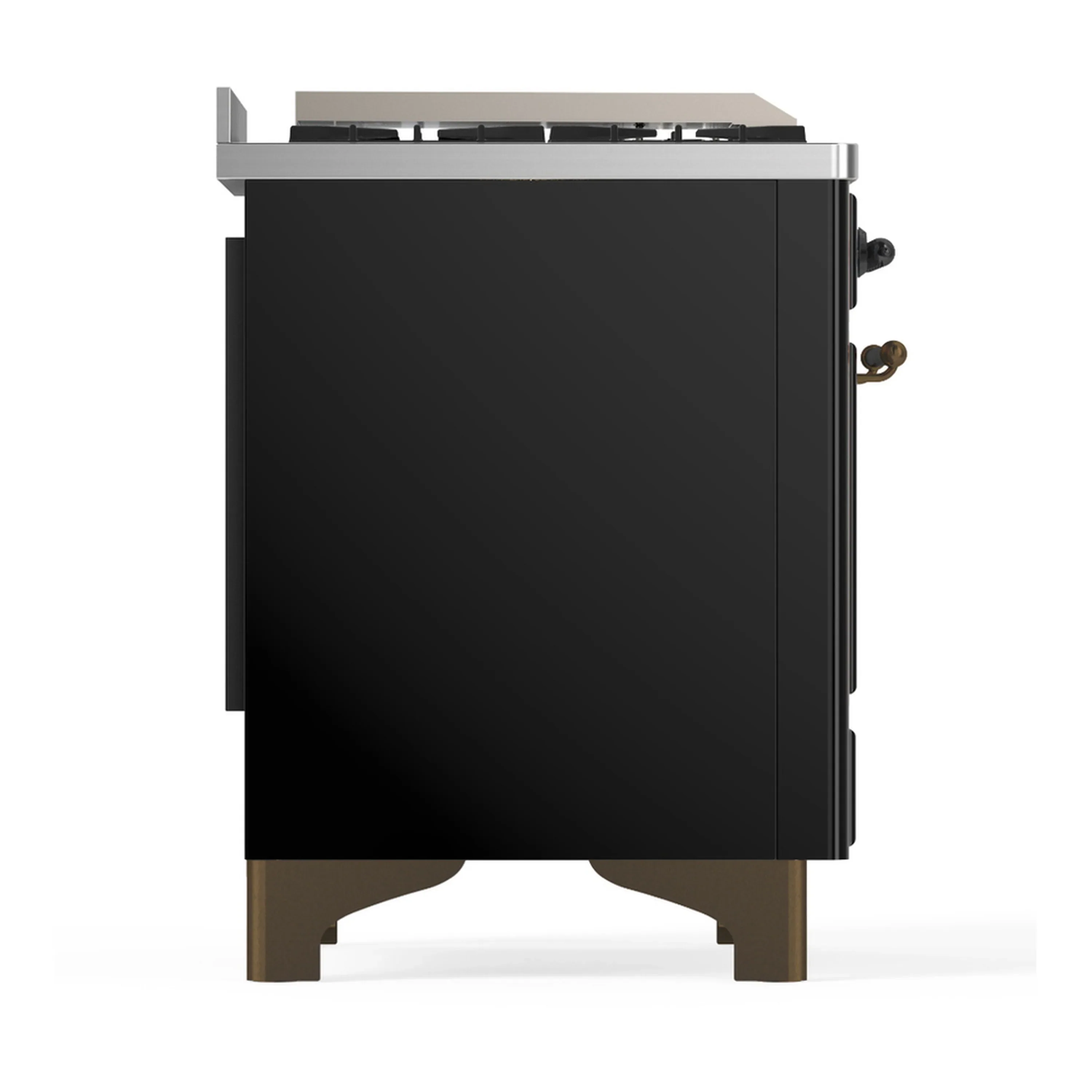 ILVE Majestic III 60-inch Dual Fuel Range with 5 Liquid Propane Burner, Griddle, French Top and Solid Door Electric Oven in Glossy Black with Burnished Trim (UM60FSQNR3BKBLP) - Image 8