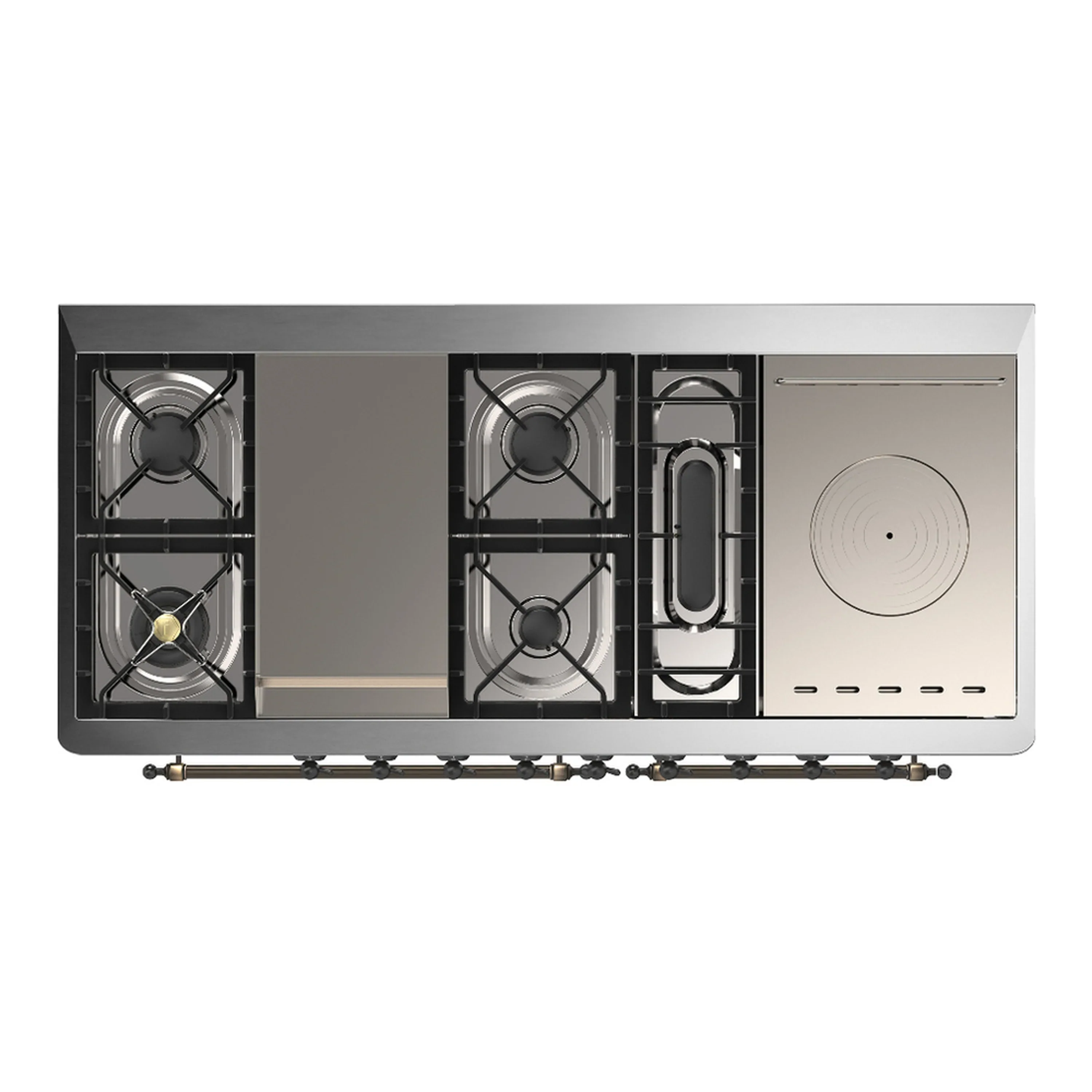 ILVE Majestic III 60-inch Dual Fuel Range with 5 Liquid Propane Burner, Griddle, French Top and Triple Glass Door Electric Oven in Graphite Matte with Burnished Trim (UM60FSNR3MGBLP) - Image 2
