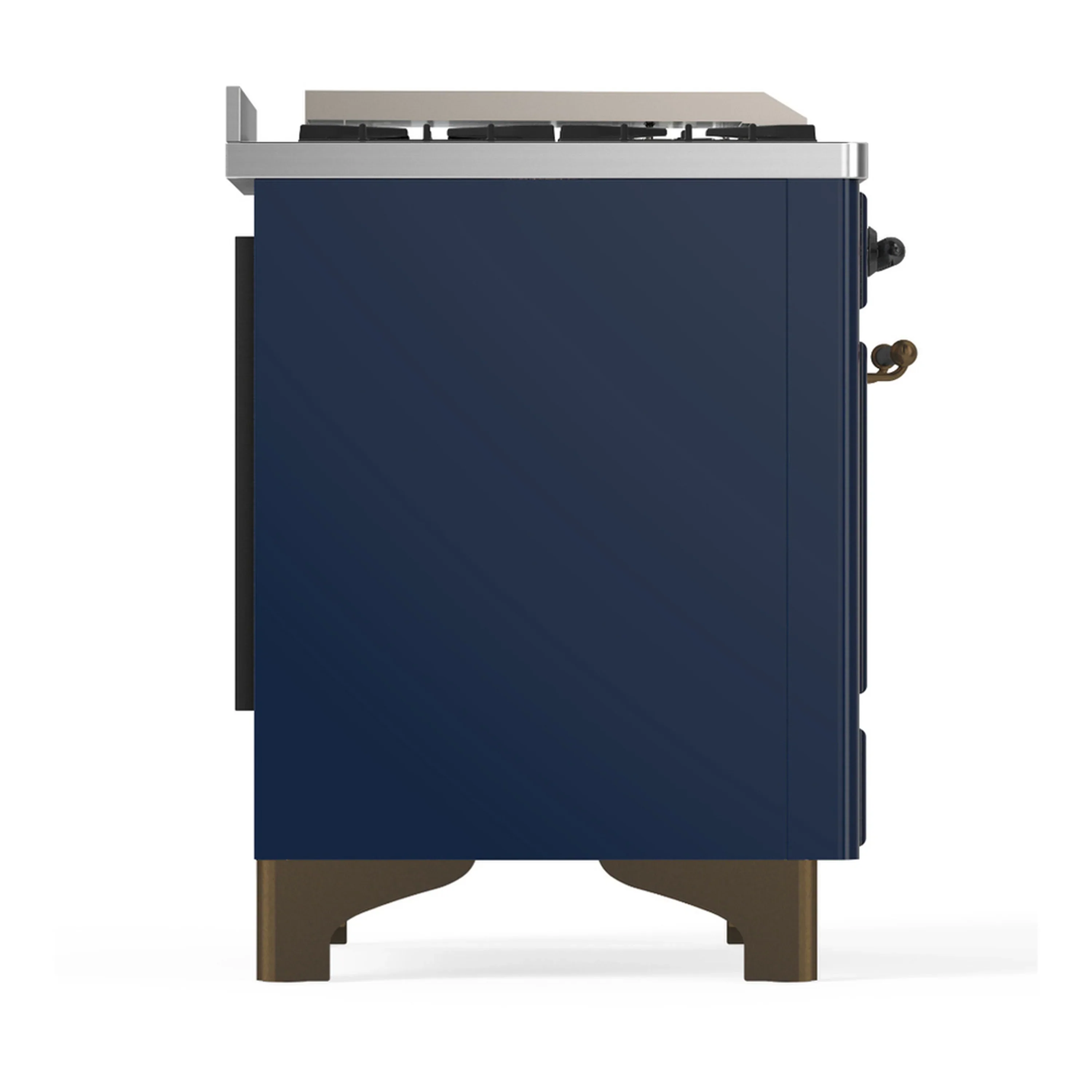ILVE Majestic III 60-inch Dual Fuel Range with 7 Natural Gas Burner, Griddle, French Top and Triple Glass Door Electric Oven in Midnight Blue with Burnished Trim (UM60FSNR3MBB) - Image 8