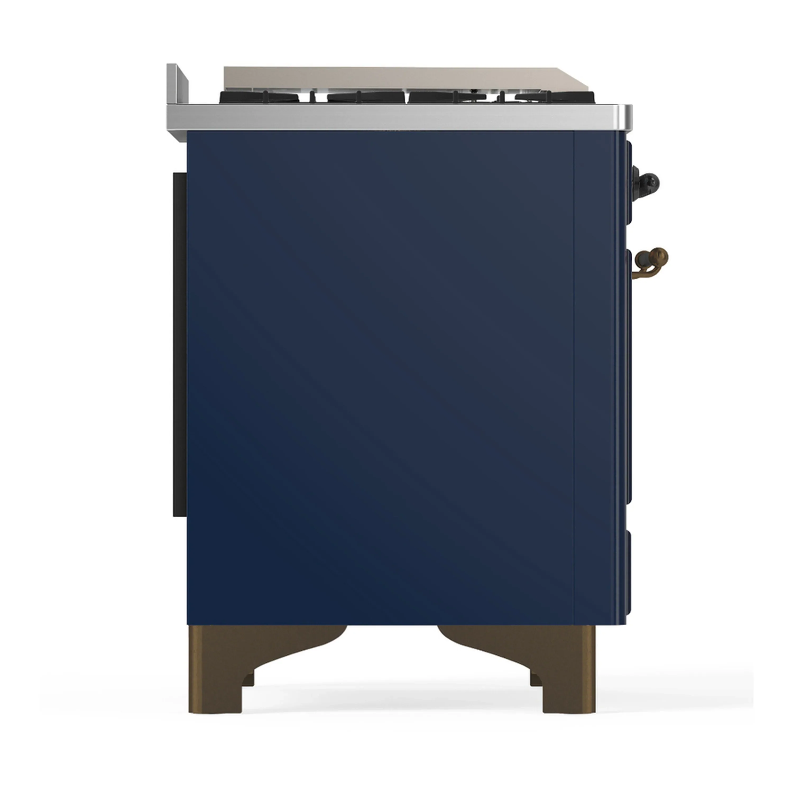 ILVE Majestic III 60-inch Dual Fuel Range with 7 Natural Gas Burner, Griddle, French Top and Solid Door Electric Oven in Midnight Blue with Burnished Trim (UM60FSQNR3MBB) - Image 8