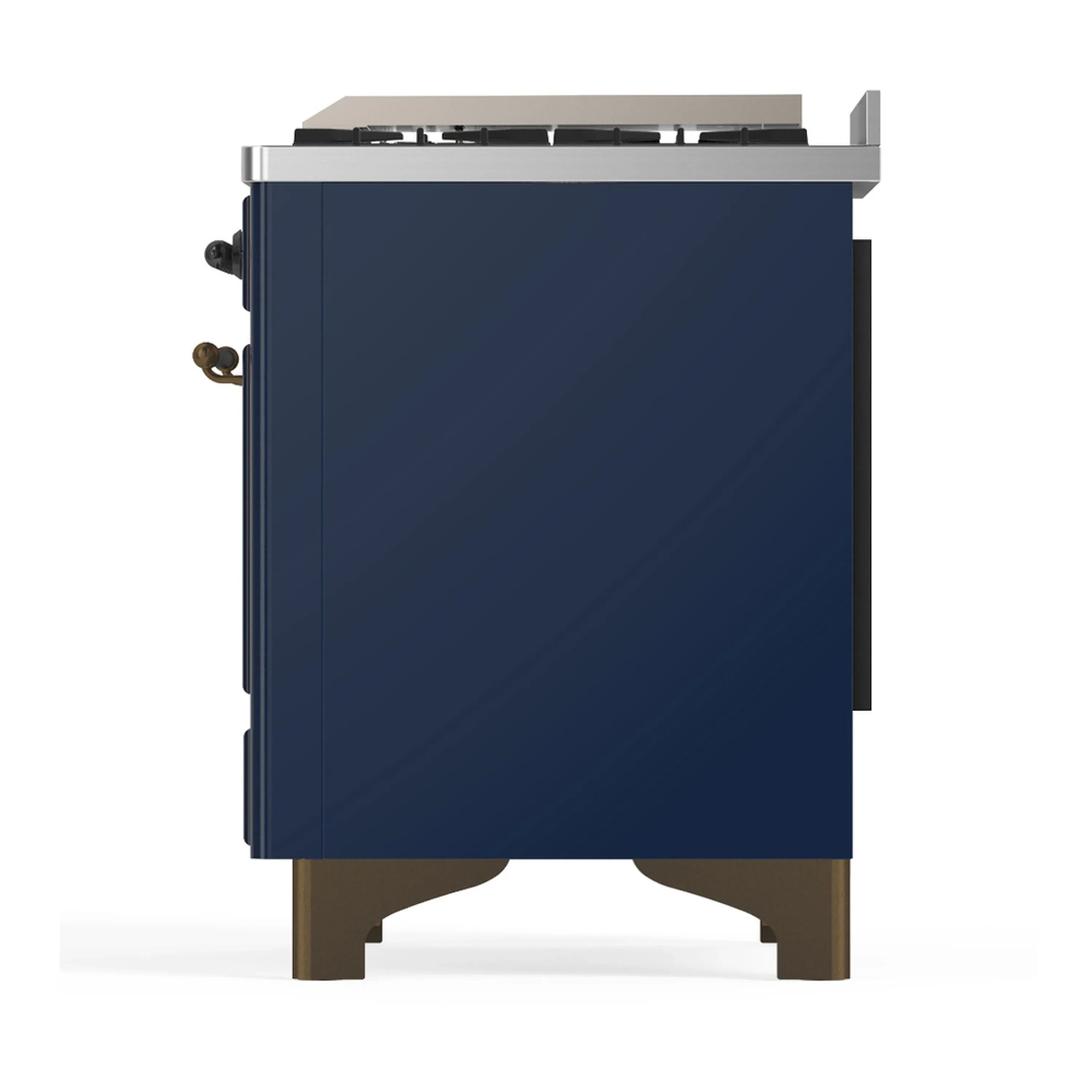 ILVE Majestic III 60-inch Dual Fuel Range with 7 Natural Gas Burner, Griddle, French Top and Solid Door Electric Oven in Midnight Blue with Burnished Trim (UM60FSQNR3MBB) - Image 9