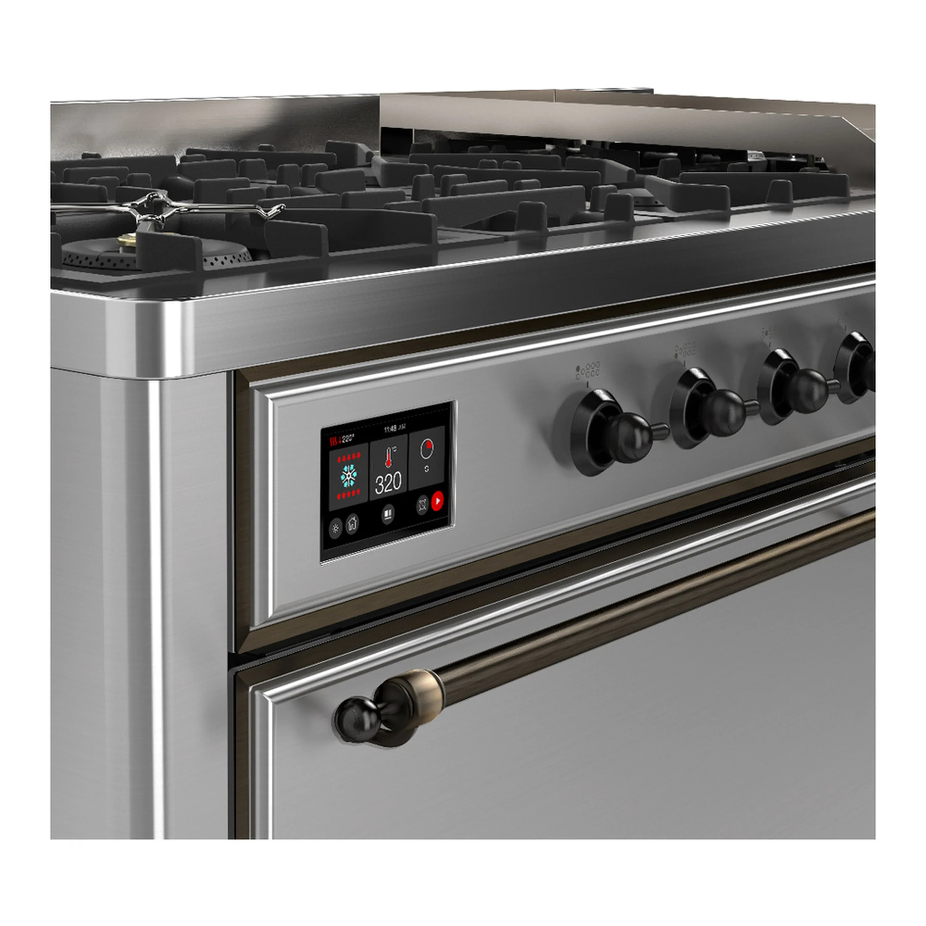 ILVE Majestic III 60-inch Dual Fuel Range with 5 Liquid Propane Burner, Griddle and Solid Door Electric Oven in Stainless Steel with Burnished Trim (UM60FQNR3SSBLP) - Image 7