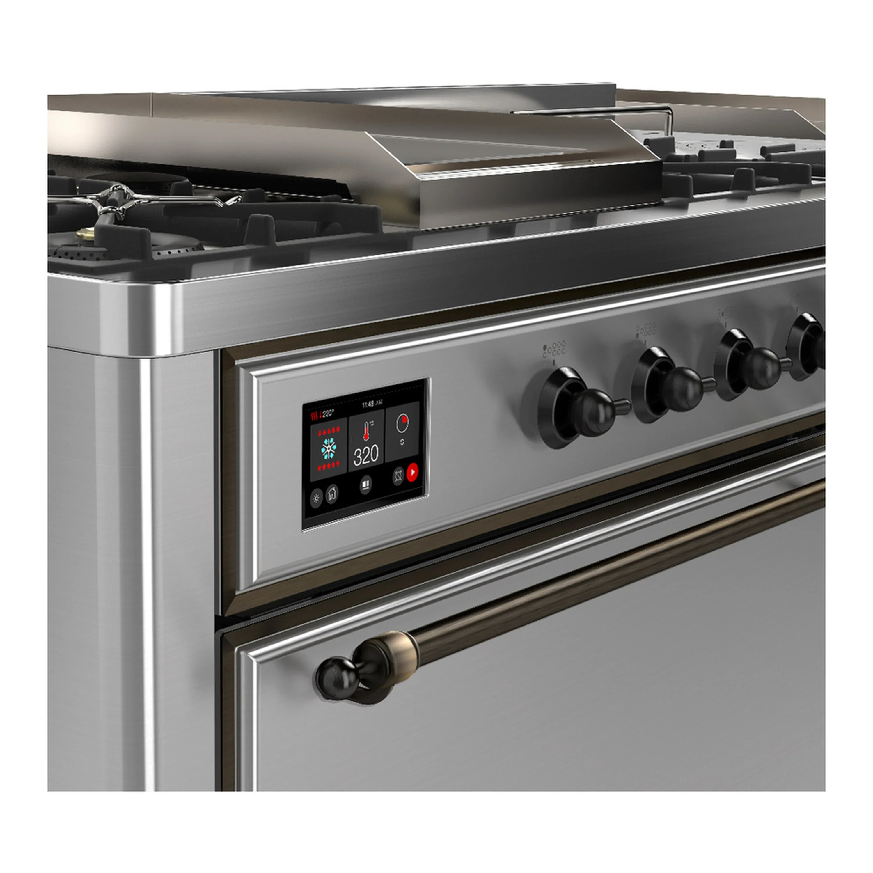 ILVE Majestic III 60-inch Dual Fuel Range with 5 Liquid Propane Burner, Griddle, French Top and Solid Door Electric Oven in Stainless Steel with Burnished Trim (UM60FSQNR3SSBLP) - Image 7