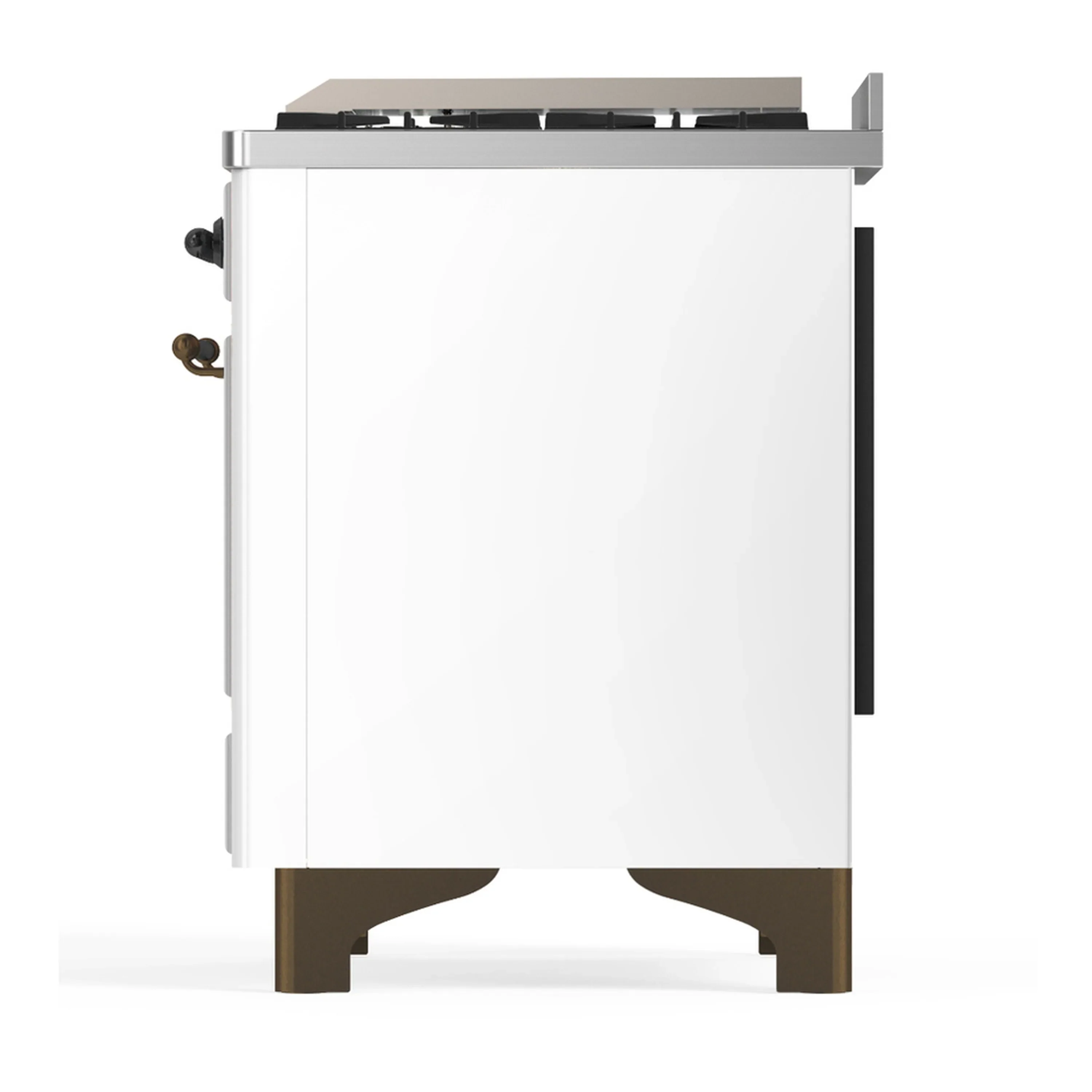 ILVE Majestic III 60-inch Dual Fuel Range with 7 Natural Gas Burner, Griddle and Triple Glass Door Electric Oven in White with Burnished Trim (UM60FNR3WHB) - Image 9