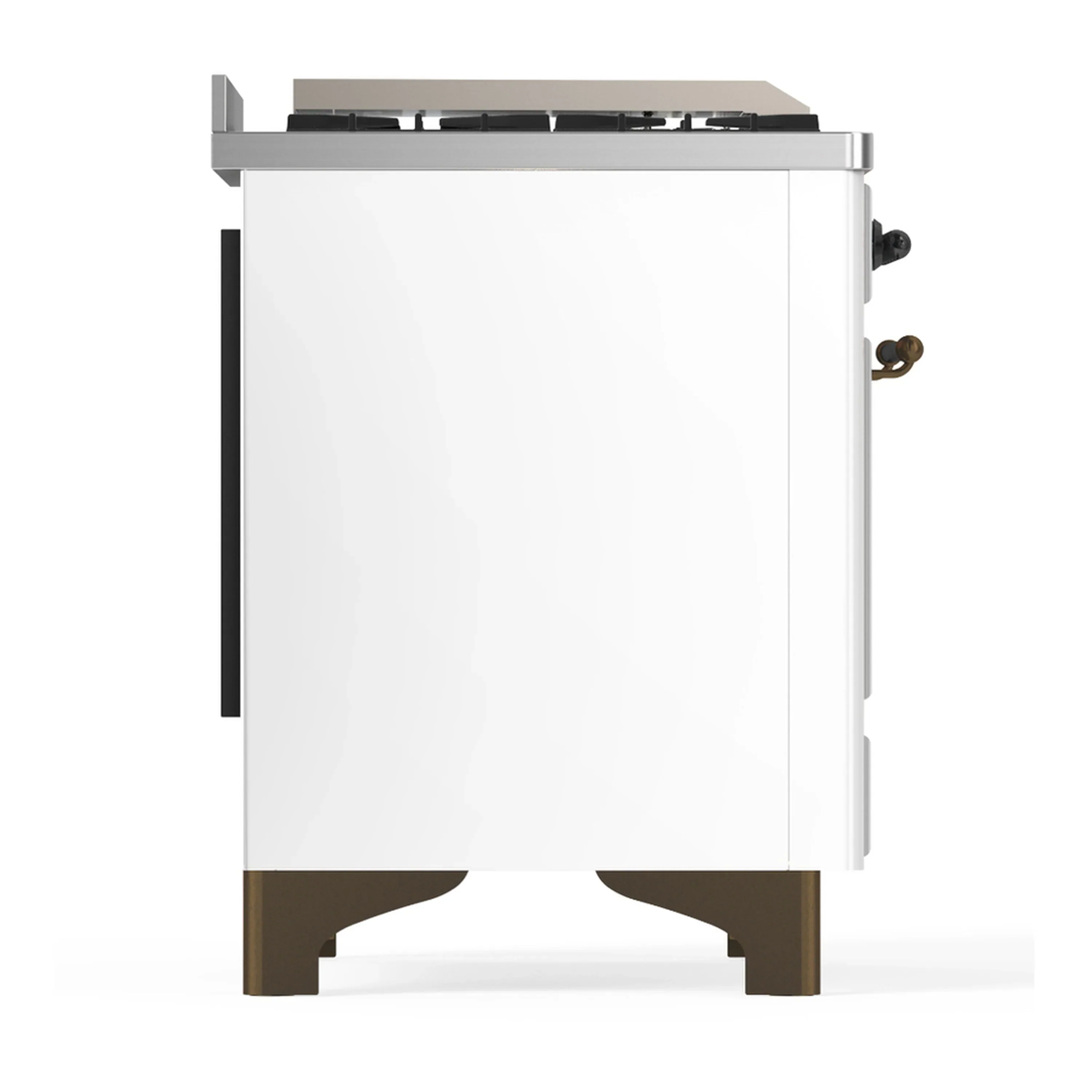 ILVE Majestic III 60-inch Dual Fuel Range with 7 Natural Gas Burner, Griddle and Solid Door Electric Oven in White with Burnished Trim (UM60FQNR3WHB) - Image 8