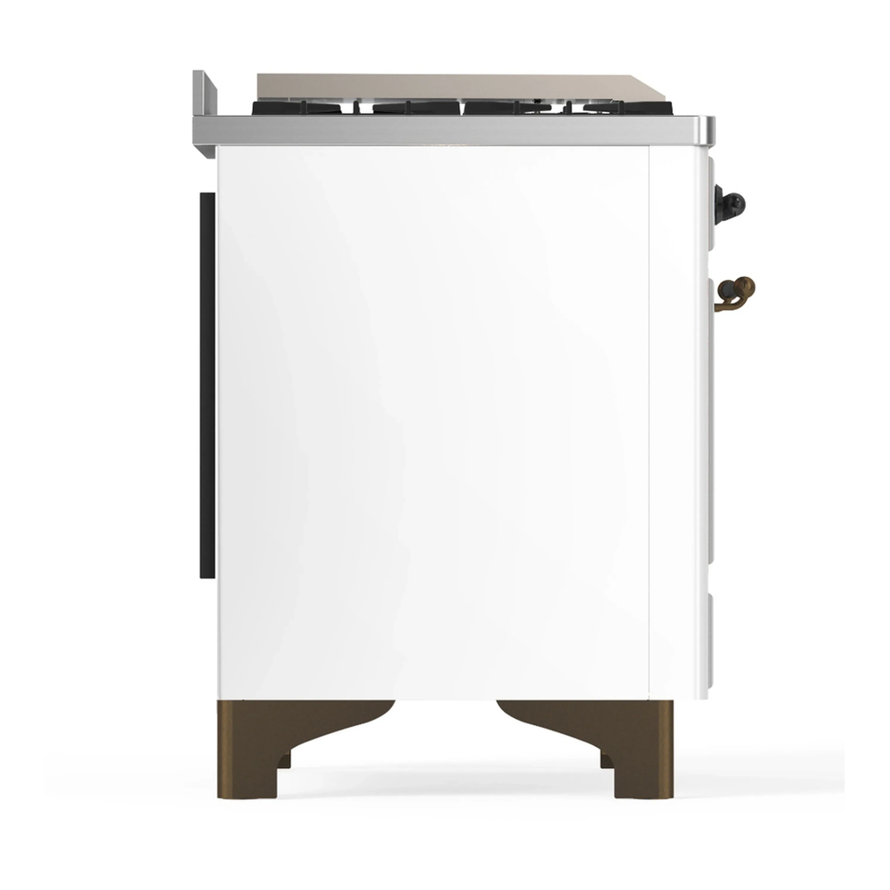ILVE Majestic III 60-inch Dual Fuel Range with 7 Natural Gas Burner, Griddle, French Top and Triple Glass Door Electric Oven in White with Burnished Trim (UM60FSNR3WHB) - Image 8