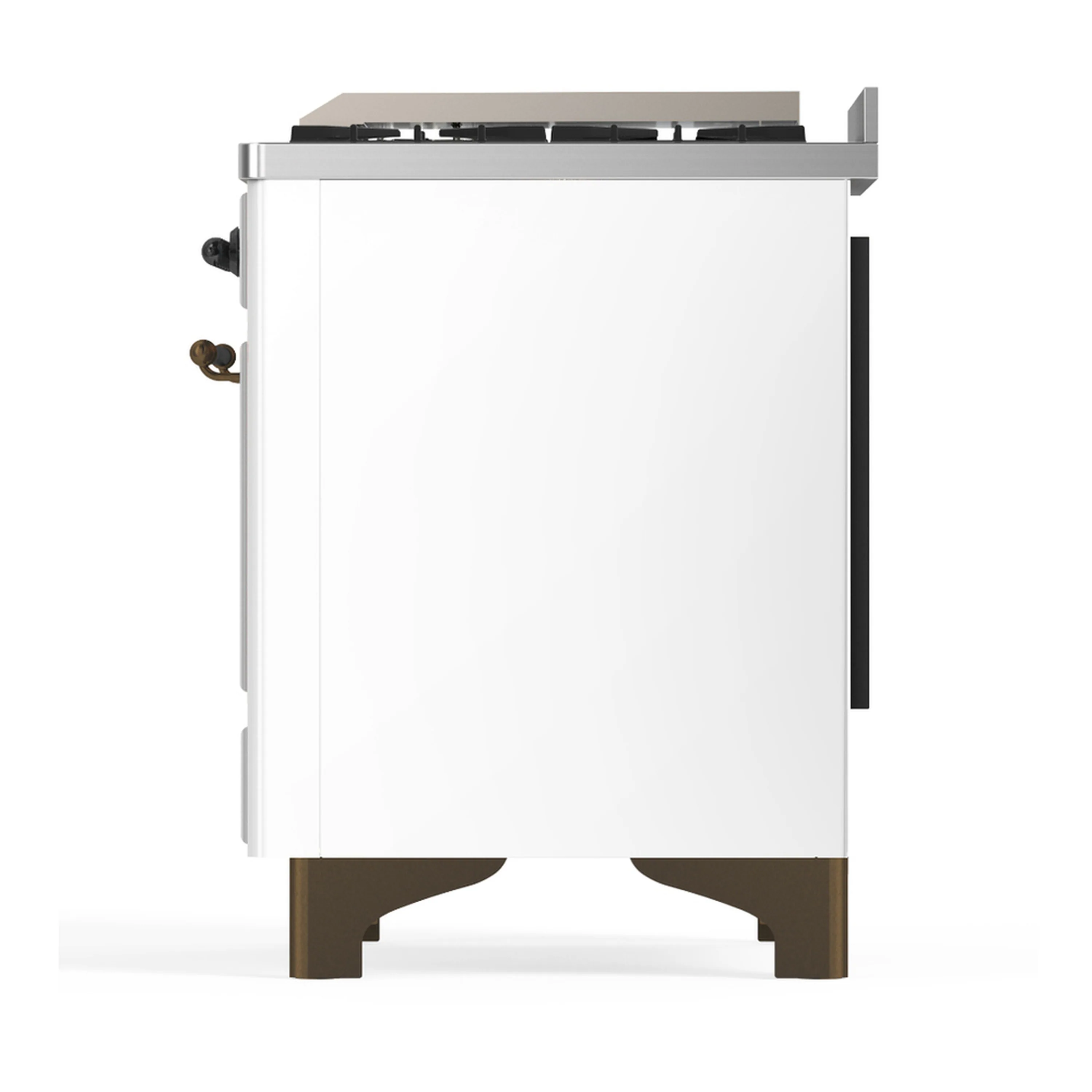 ILVE Majestic III 60-inch Dual Fuel Range with 7 Natural Gas Burner, Griddle, French Top and Triple Glass Door Electric Oven in White with Burnished Trim (UM60FSNR3WHB) - Image 9
