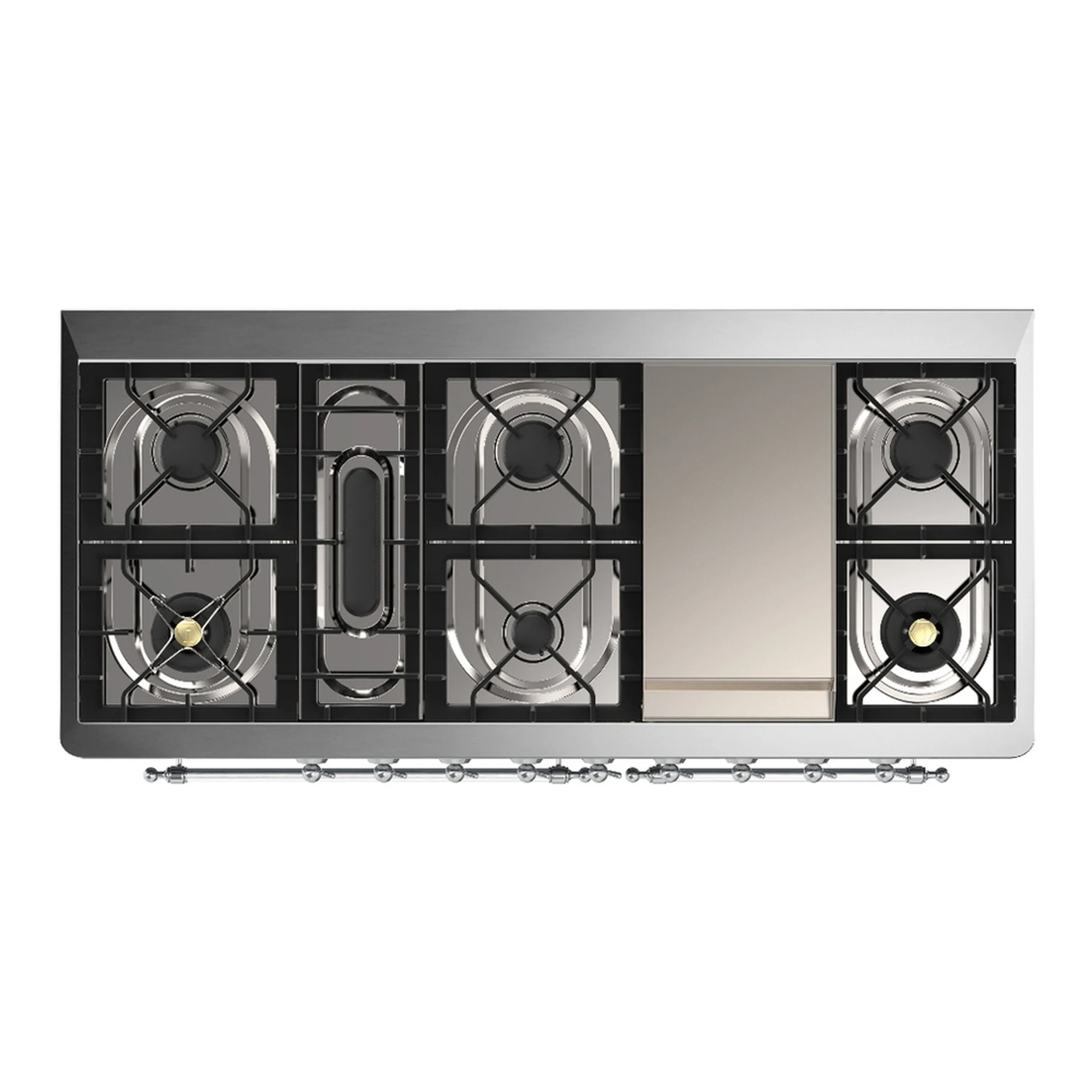 ILVE Majestic III 60-inch Dual Fuel Range with 7 Natural Gas Burner, Griddle and Triple Glass Door Electric Oven in Antique White with Chrome Trim (UM60FNR3AWC) - Image 2